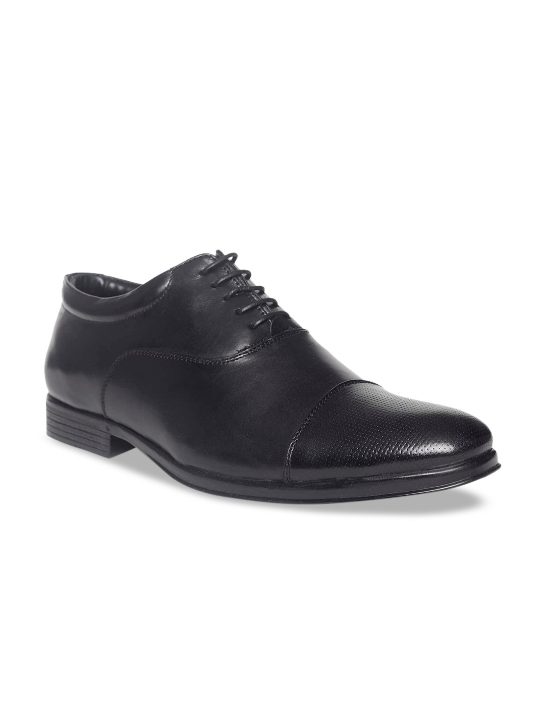 

Paragon Men Black Textured Formal Oxfords