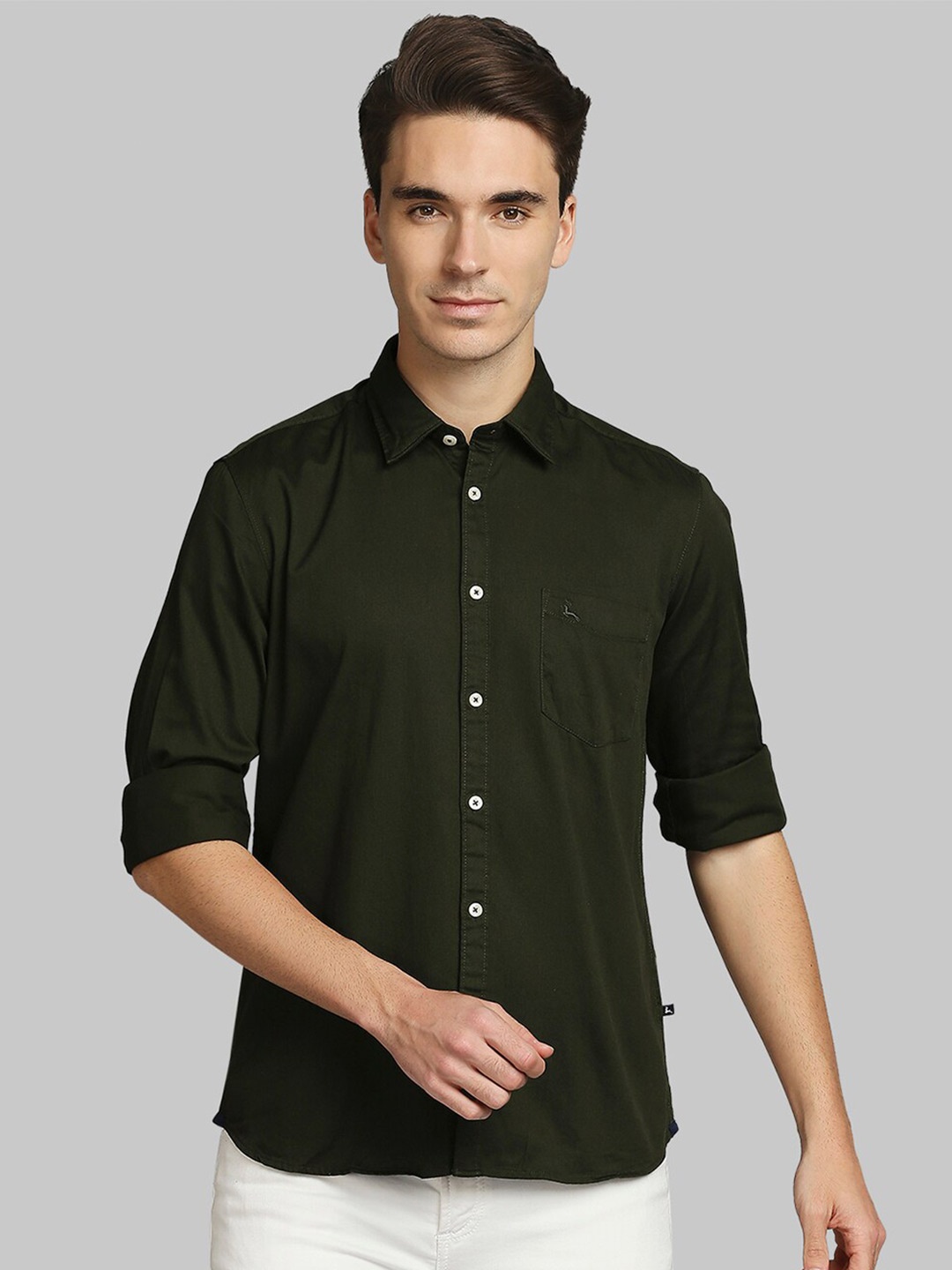 

Parx Men Green Slim Fit Cotton Casual Shirt