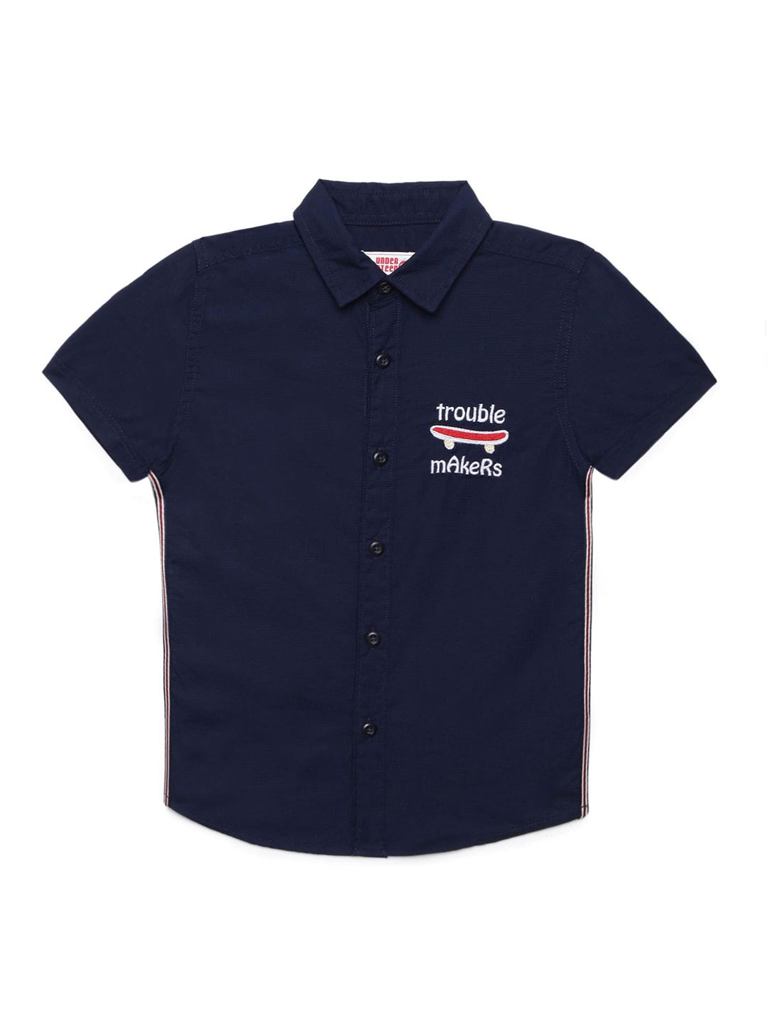 

UNDER FOURTEEN ONLY Boys Navy Blue Casual Shirt