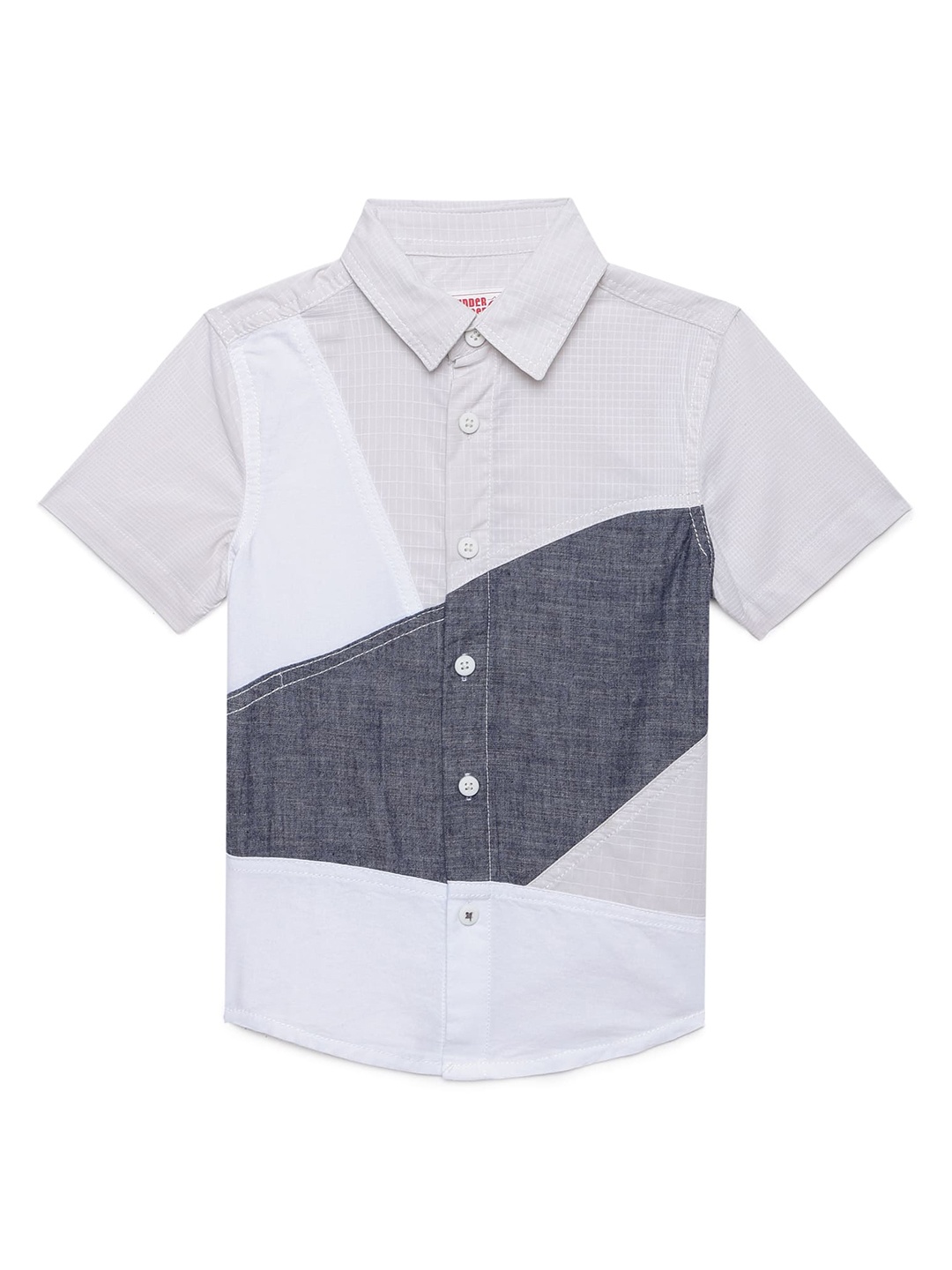

UNDER FOURTEEN ONLY Boys Grey Colourblocked Casual Shirt
