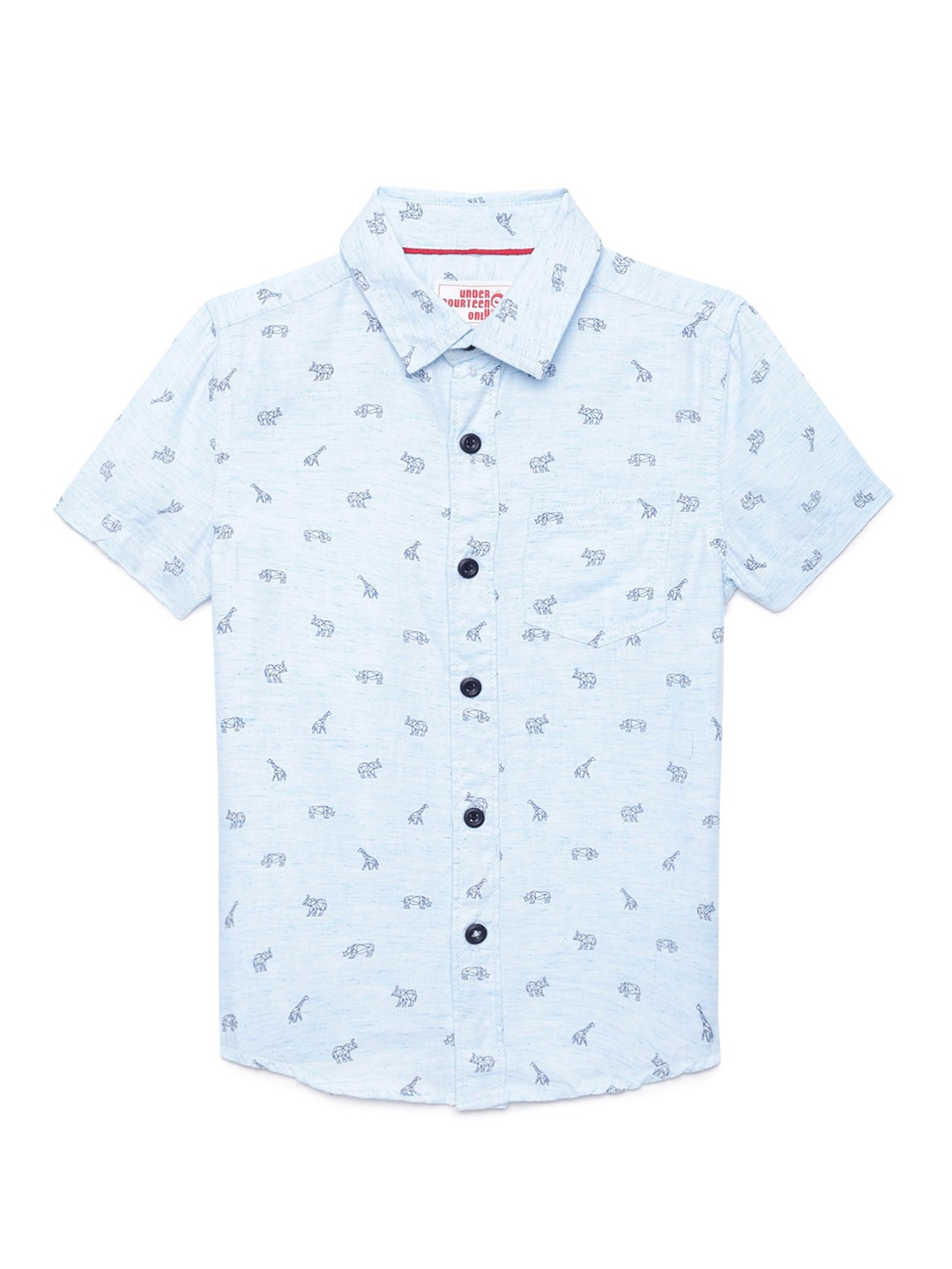 

UNDER FOURTEEN ONLY Boys Blue Printed Casual Shirt