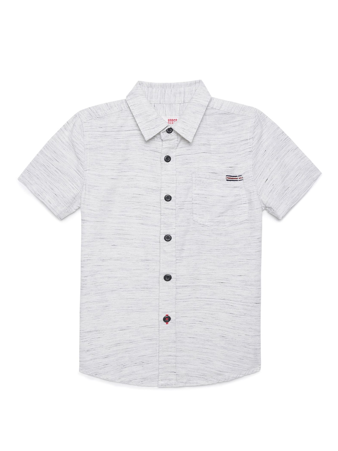 

UNDER FOURTEEN ONLY Boys Grey Self Design Casual Shirt