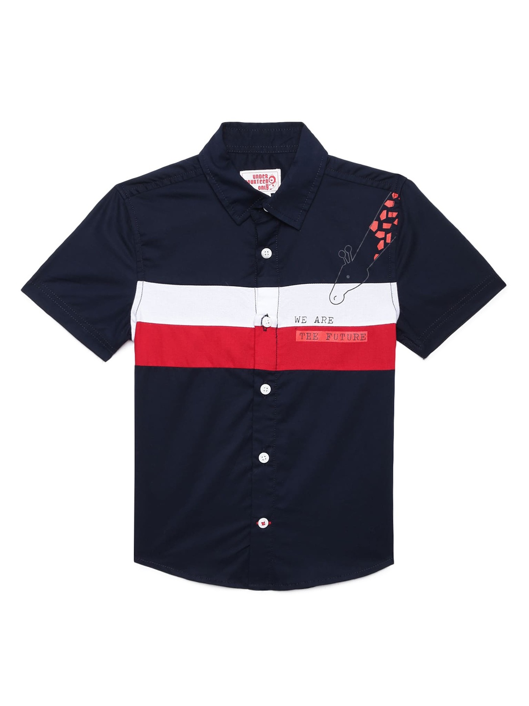 

UNDER FOURTEEN ONLY Boys Navy Blue Casual Shirt