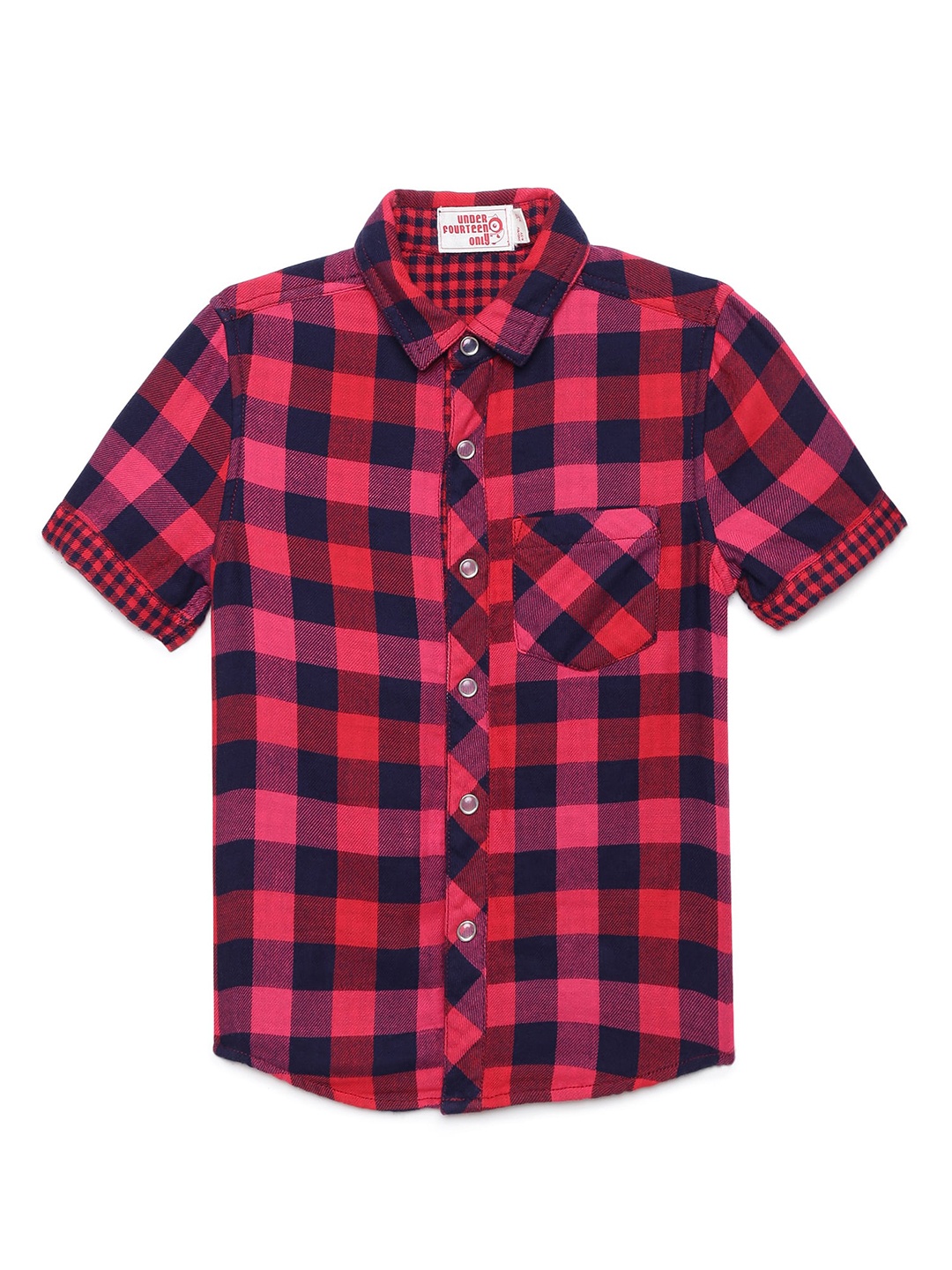 

UNDER FOURTEEN ONLY Boys Red Checked Casual Shirt