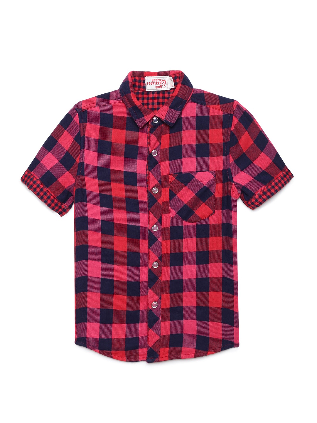 

UNDER FOURTEEN ONLY Boys Red & Pink Buffalo Checked Cotton Casual Shirt