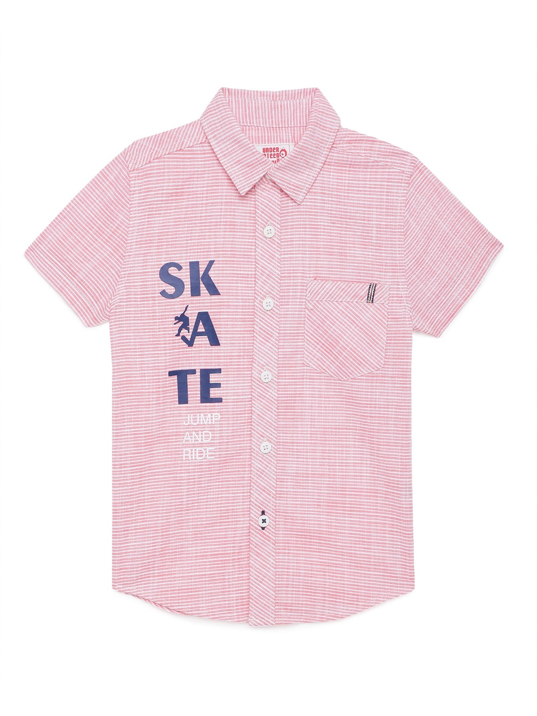 

UNDER FOURTEEN ONLY Boys Peach-Coloured Checked Casual Shirt
