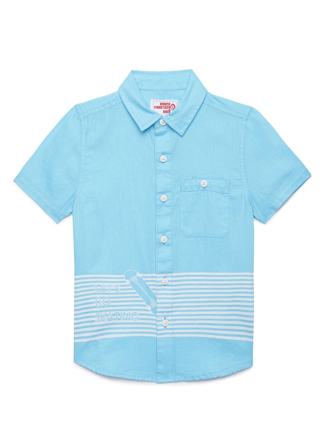 

UNDER FOURTEEN ONLY Boys Blue Striped Cotton Casual Shirt