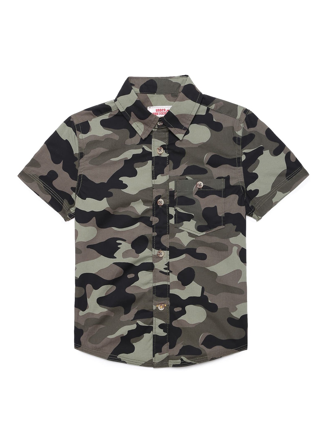

UNDER FOURTEEN ONLY Boys Green Printed Casual Shirt