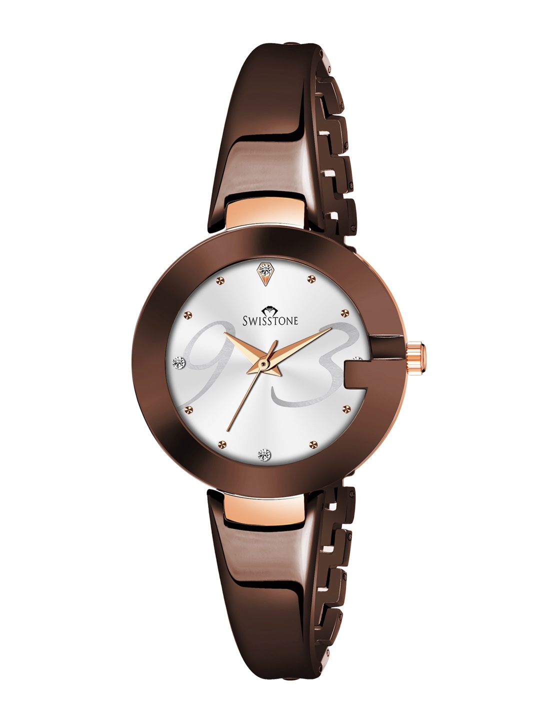 

SWISSTONE Women Silver-Toned Brass Dial & Brown Straps Analogue Watch SW-BW183-SLV