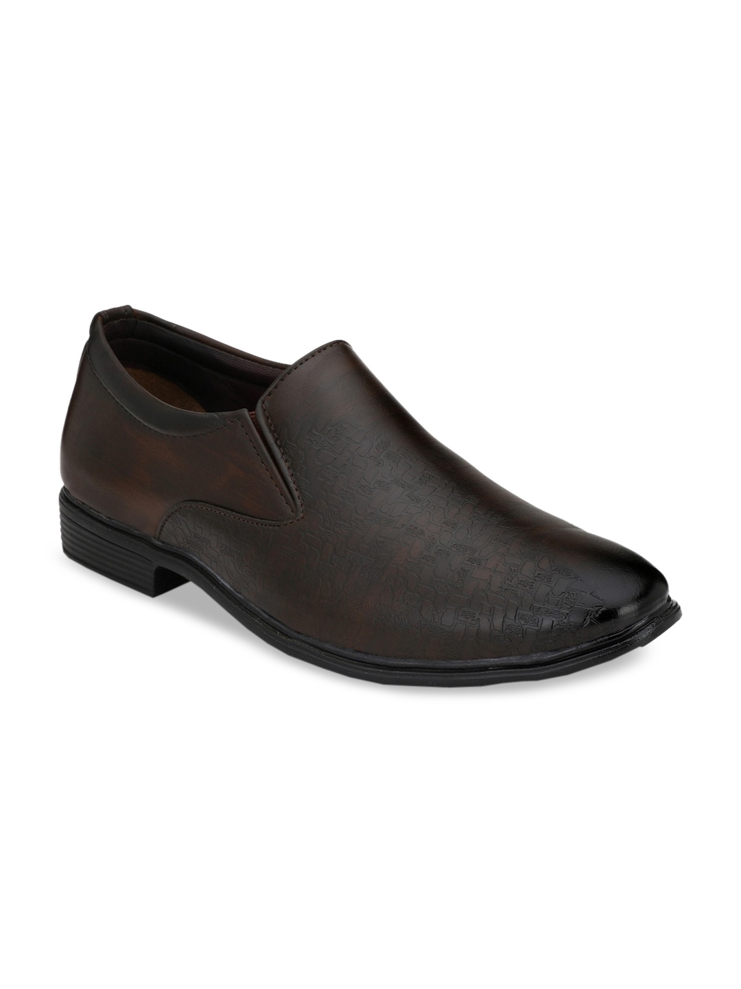 

Ferraiolo Men Brown Textured Formal Slip-Ons