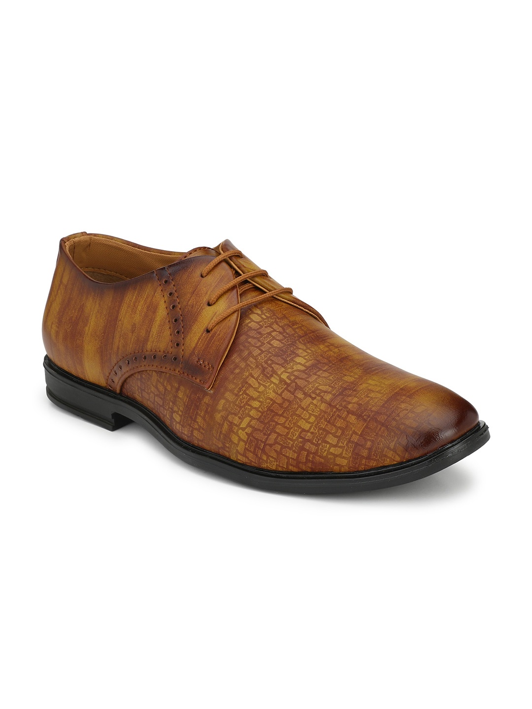 

Ferraiolo Men Tan Brown Textured Formal Derbys