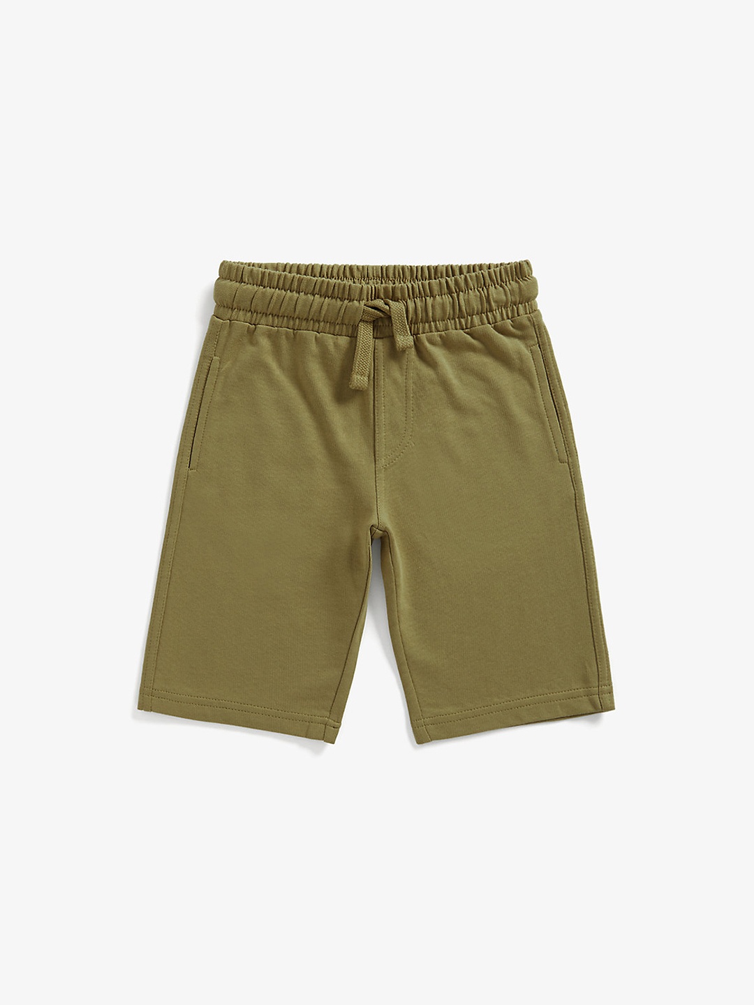 

mothercare Boys Olive Green Solid Regular Fit Mid-Rise Pure Cotton Regular Shorts