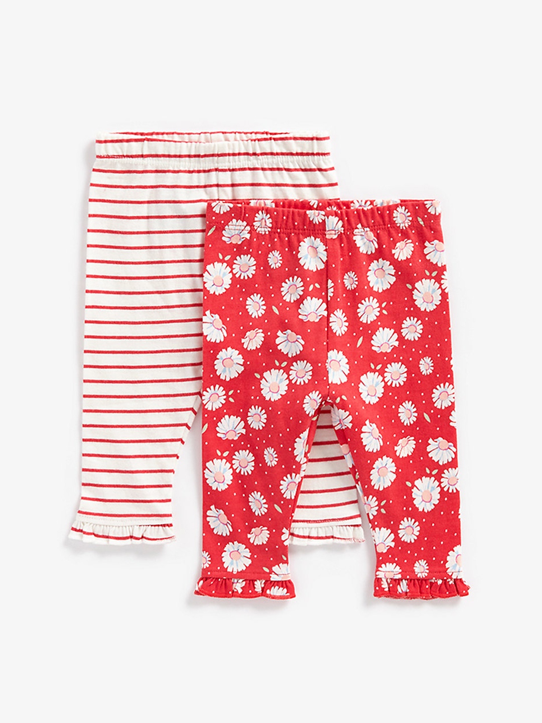 

mothercare Infant Girls Pack of 2 Leggings, Red
