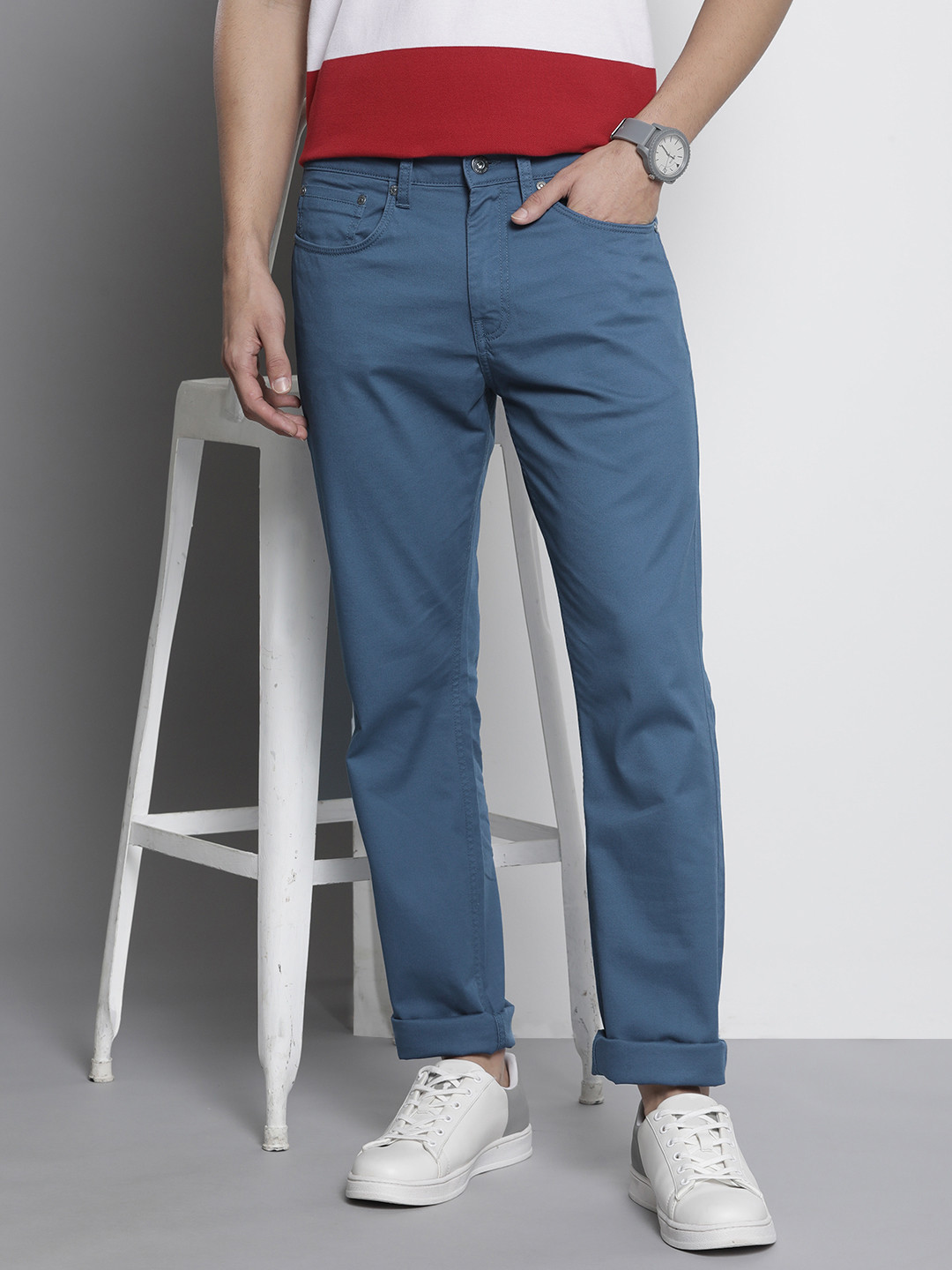 

Nautica Men Blue Solid Slim Fit Trousers