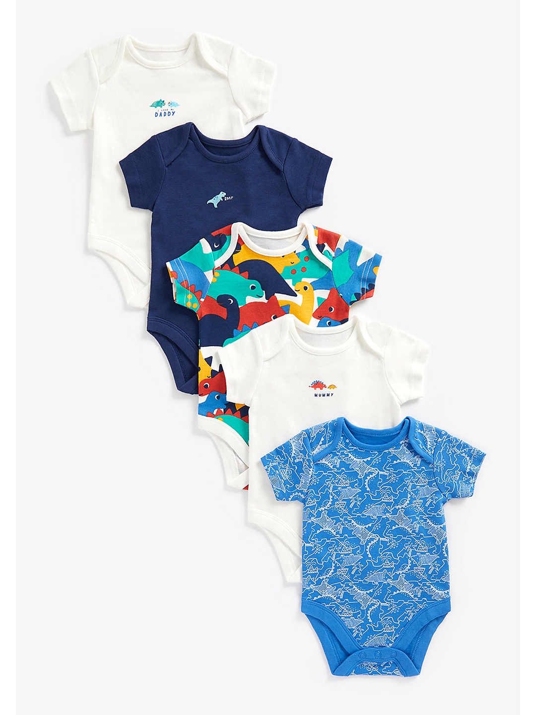 

mothercare Boys Pack of 5 Pure Cotton Bodysuits, Blue
