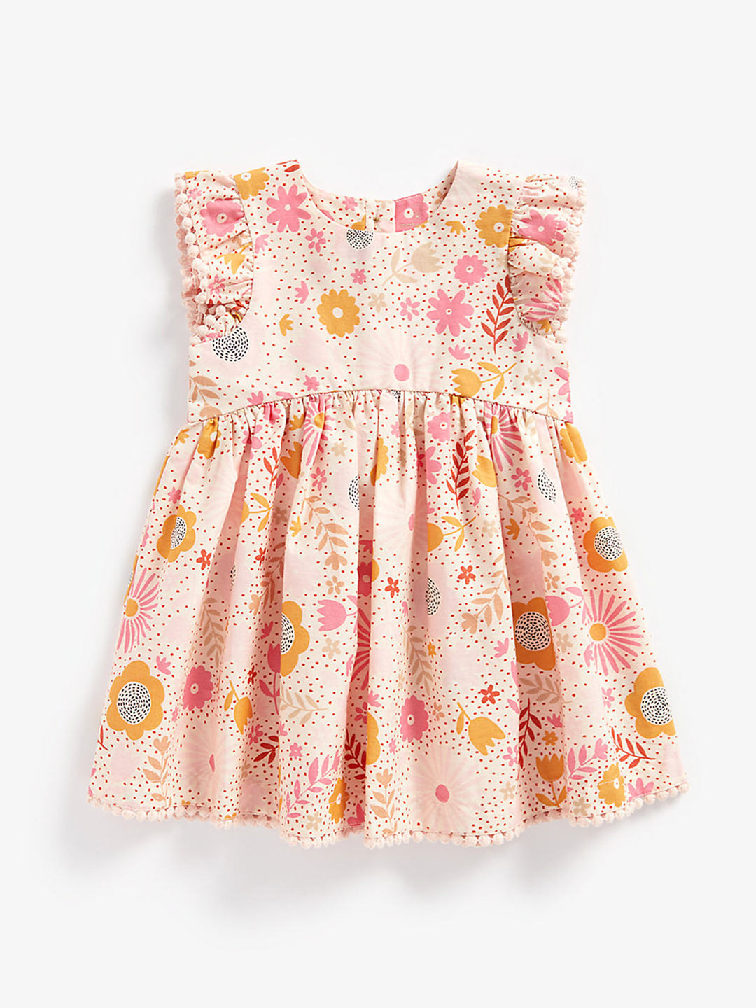 

mothercare Girls Pink Printed Pure Cotton Fit & Flare Dress