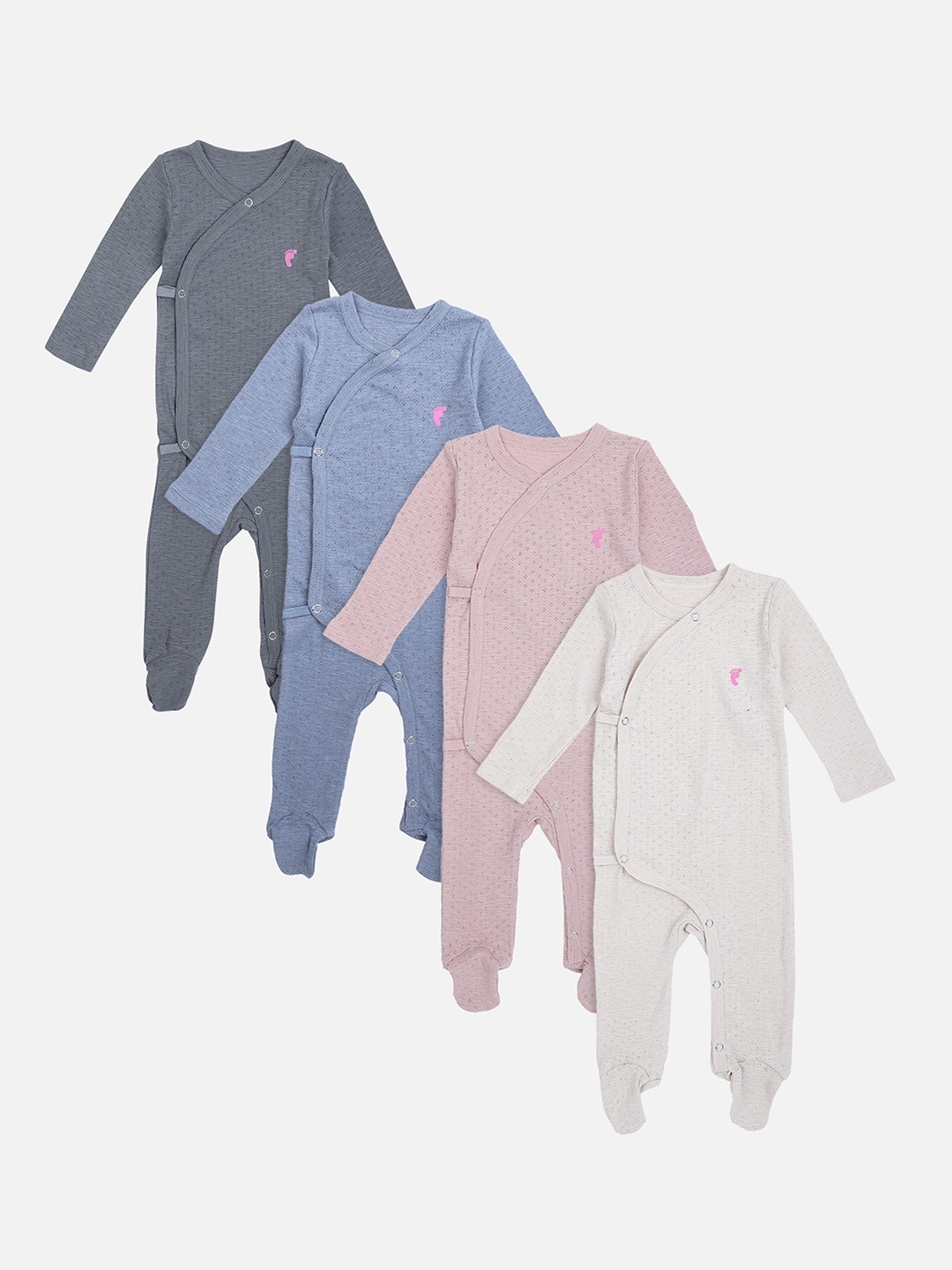 

First Kick Infants Pack of 4 Organic Cotton Sleepsuits, Multi