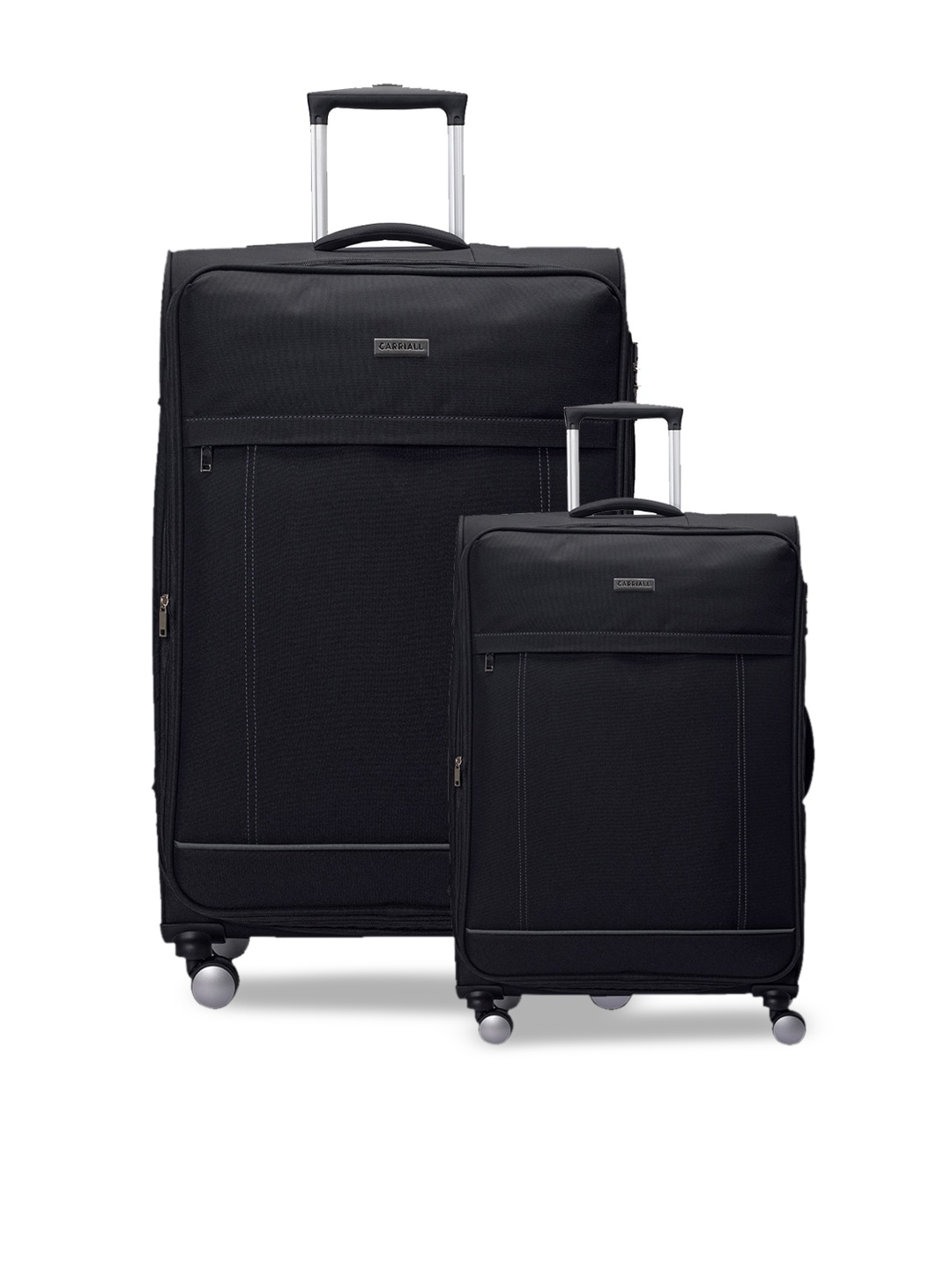 

CARRIALL Set Of 2 Black Textured Soft-Sided Trolley Suitcases