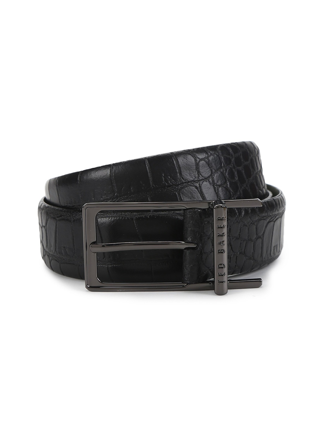 

Ted Baker Men Black Textured Leather Belt