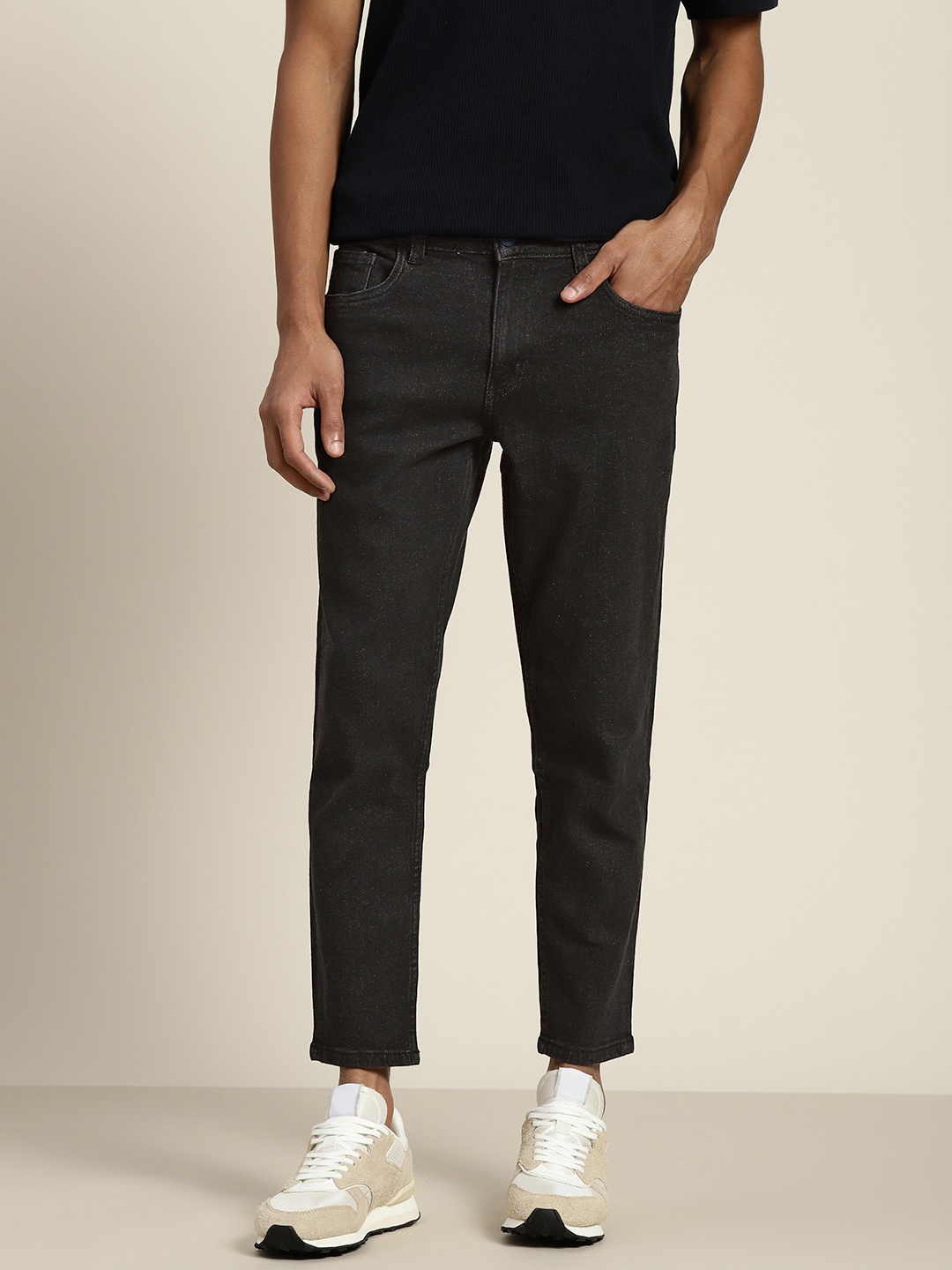 

ether Men Black Carrot Fit Stretchable Jeans