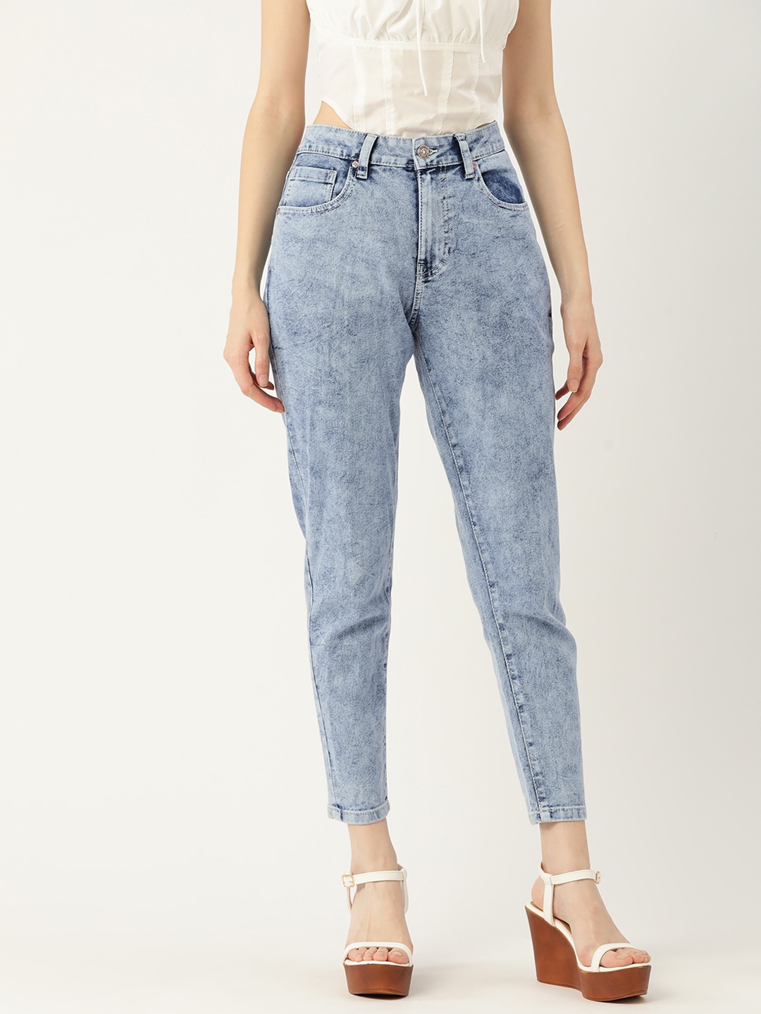 

DressBerry Women Blue Light Fade Mom Fit Stretchable Jeans