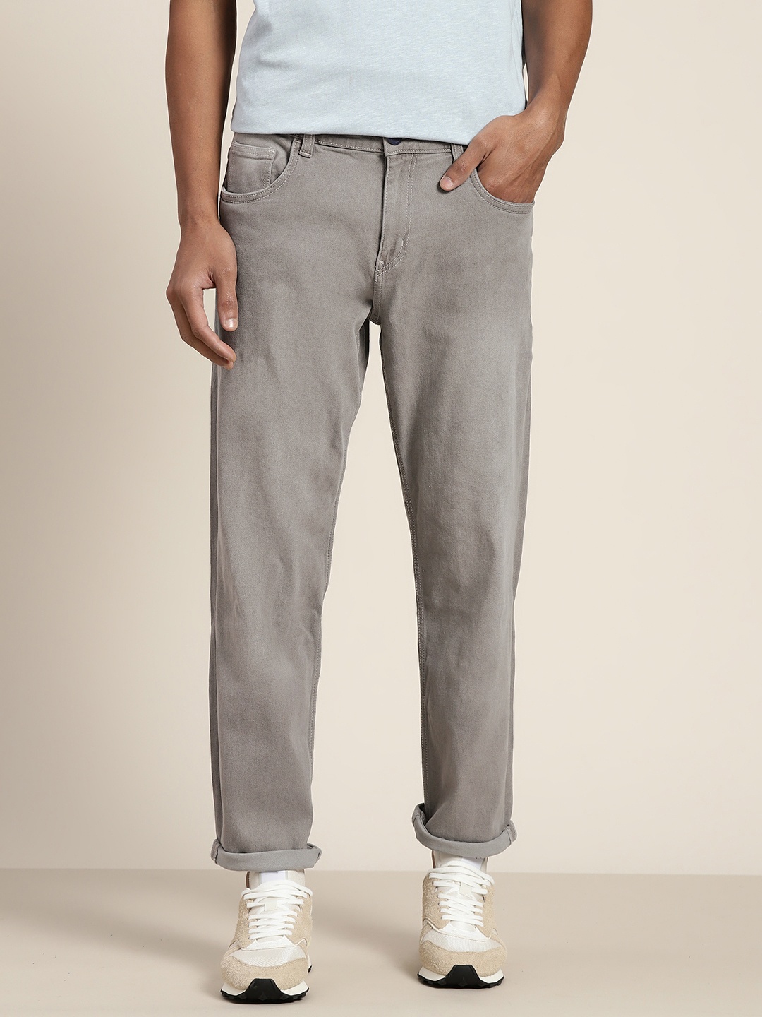 

ether Men Grey Slim Fit Stretchable Jeans