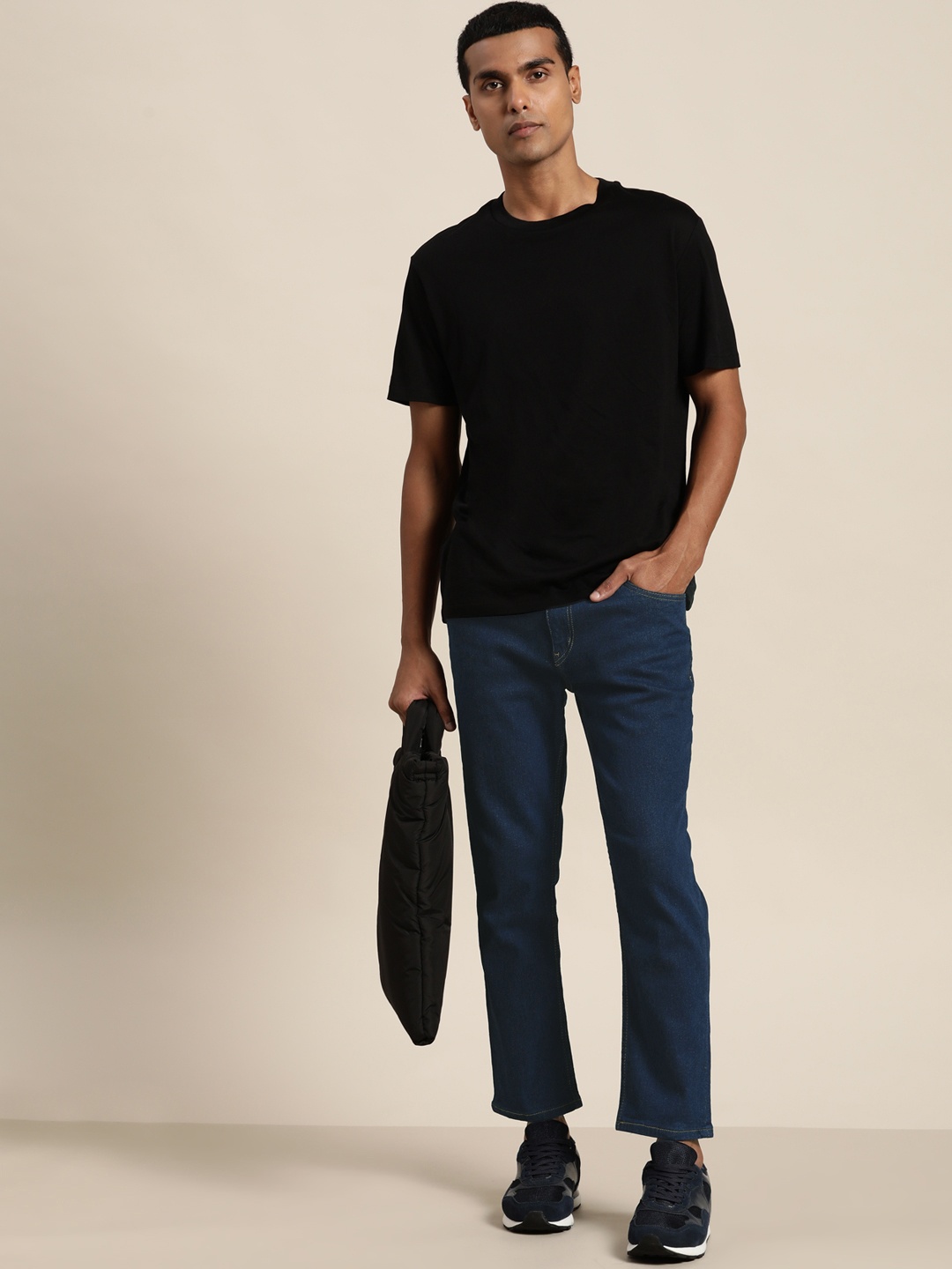 

ether Men Navy Blue Slim Tapered Fit Stretchable Jeans