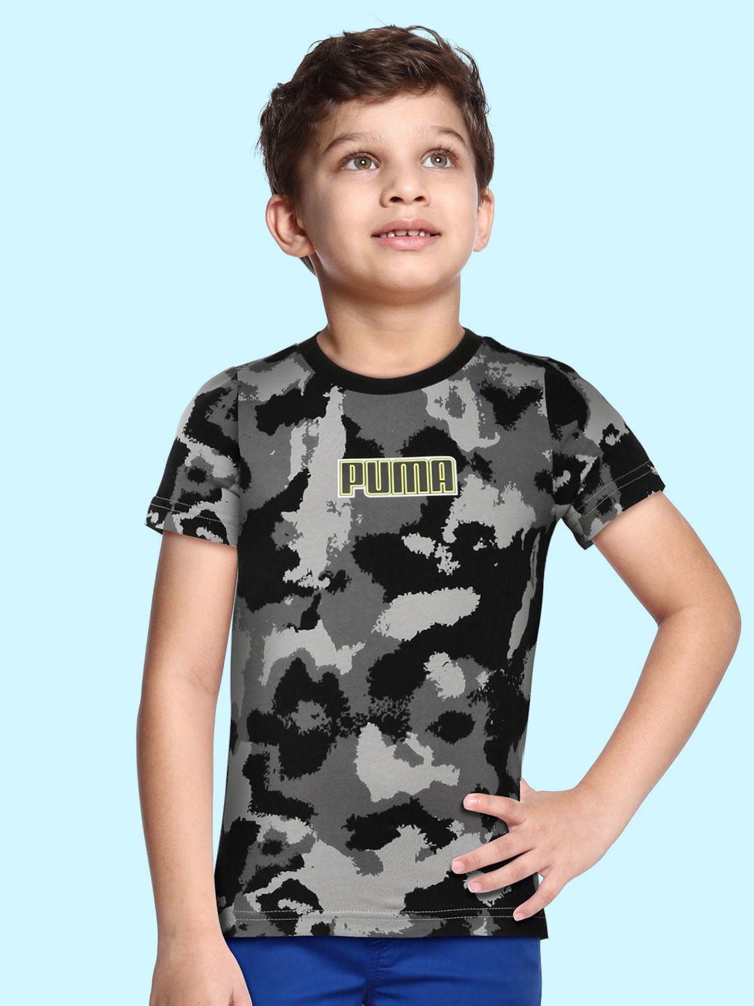

Puma Boys Black Camouflage Printed T-shirt