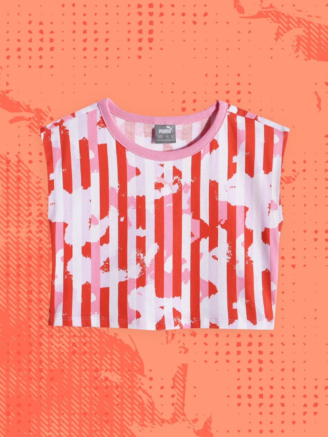 

Puma Girls Red & White Printed Pure Cotton T-shirt