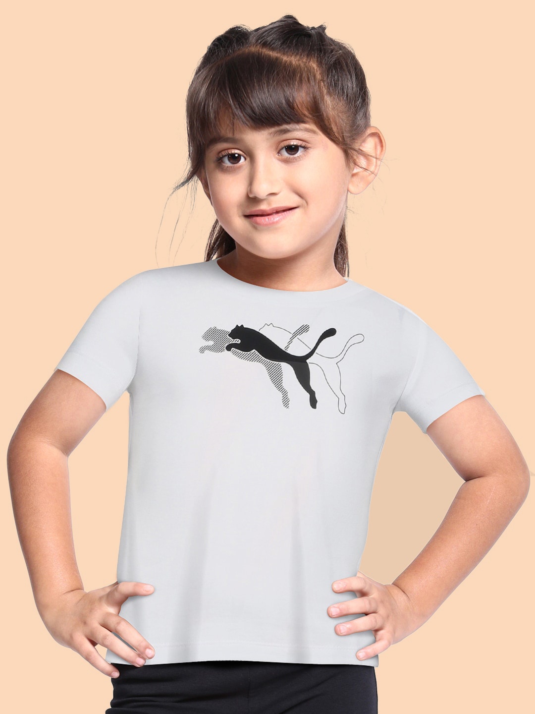 

Puma Girls Regular Fit Brand Logo Printed Pure Cotton T-shirt, White
