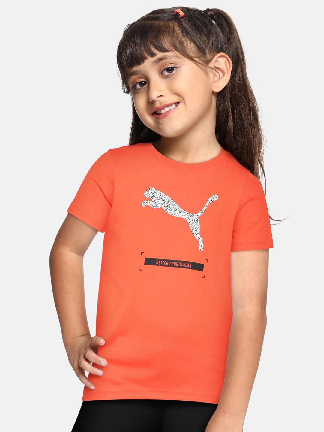 

Puma Kids Orange Brand Logo Printed Regular Fit T-shirt