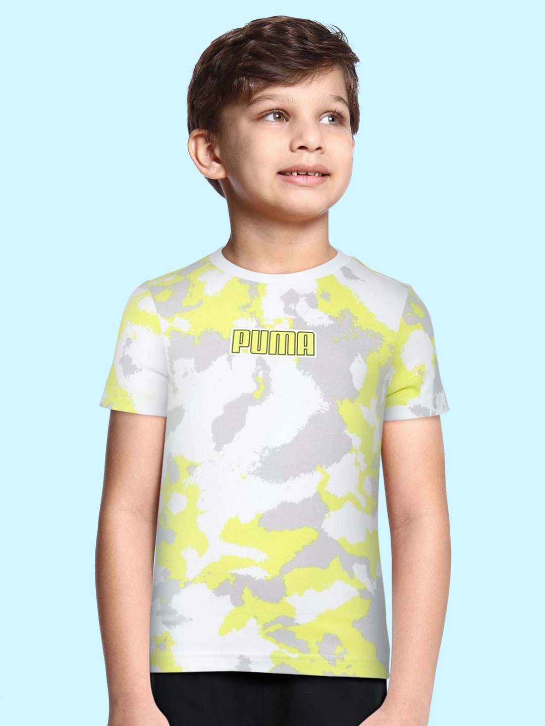 

Puma Boys White & Grey Camouflage Printed T-shirt