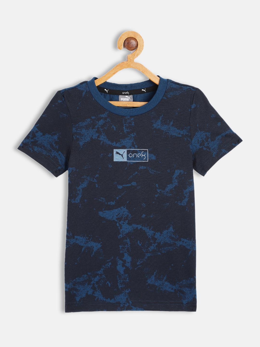 

Puma Boys Navy Blue one8 Virat Kohli Tie and Dye Pure Cotton Slim Fit T-shirt