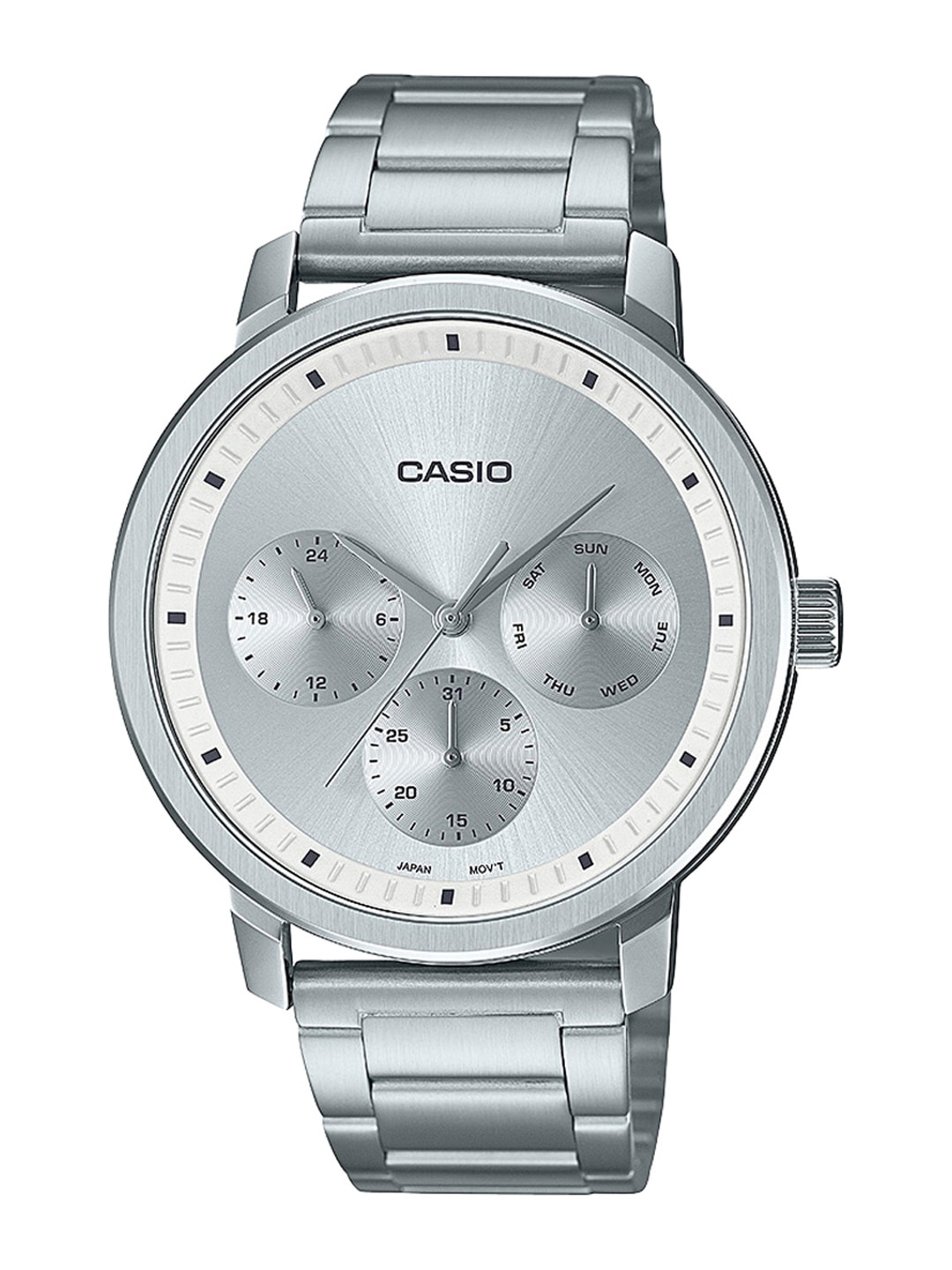 

CASIO Men Silver Patterned Dial & Silver Bracelet Style Straps Analogue Watch