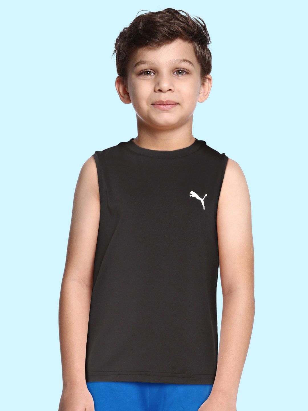 

Puma x one8 Virat Kohli Boys Black Solid Training Tank T-shirt