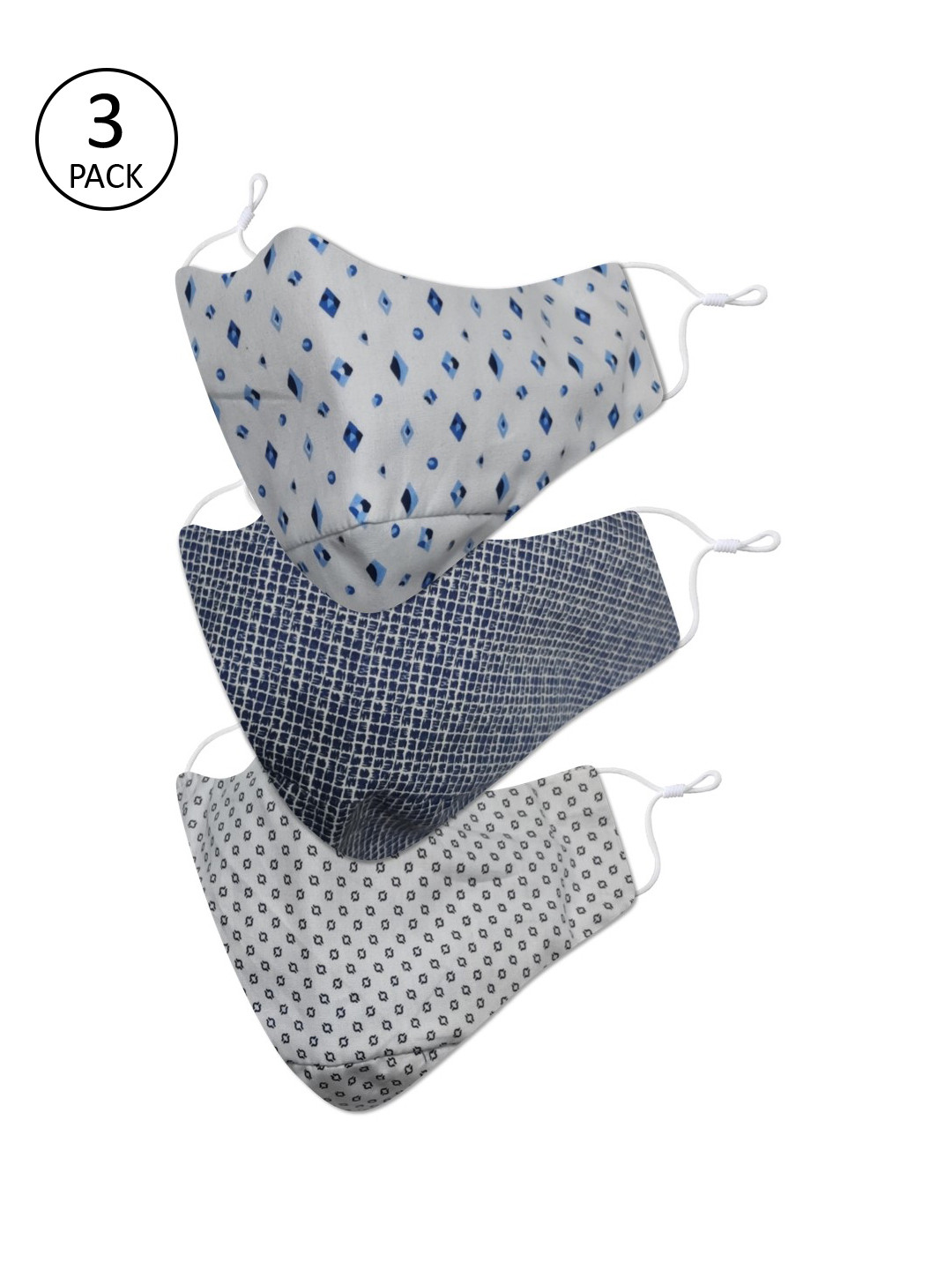 

EL REGALO Men Pack Of 3 3-Ply Reusable Anti-Pollution Cloth Face Masks, Multi