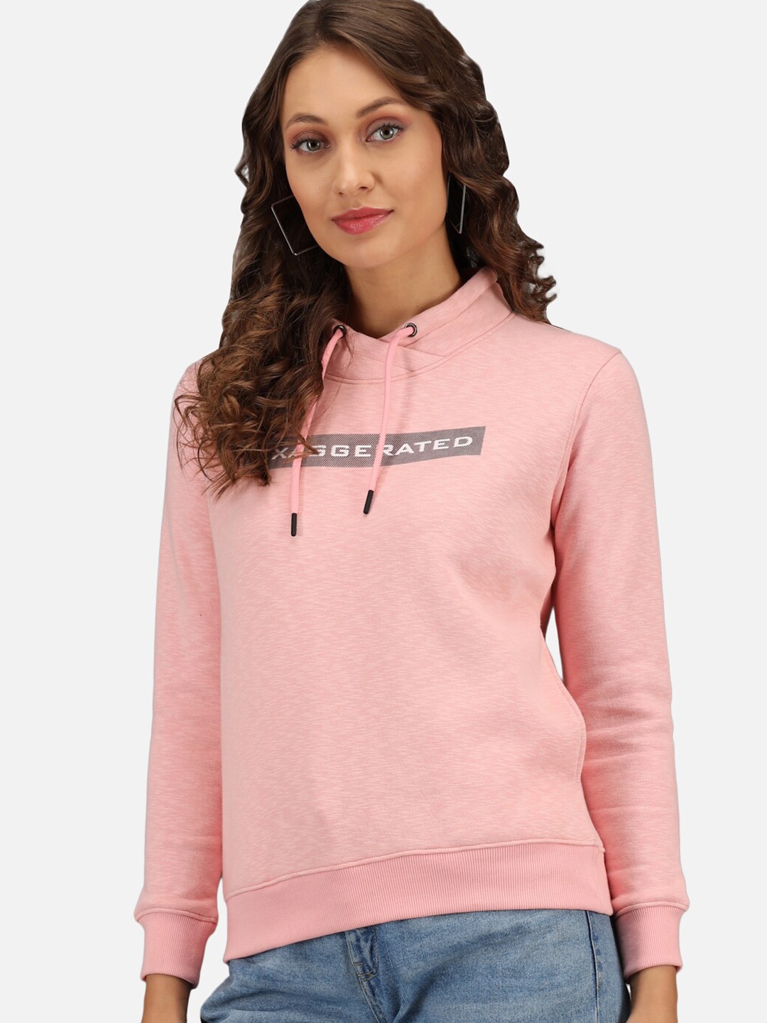

ANTI CULTURE Women Peach-Coloured Printed Hooded Sweatshirt