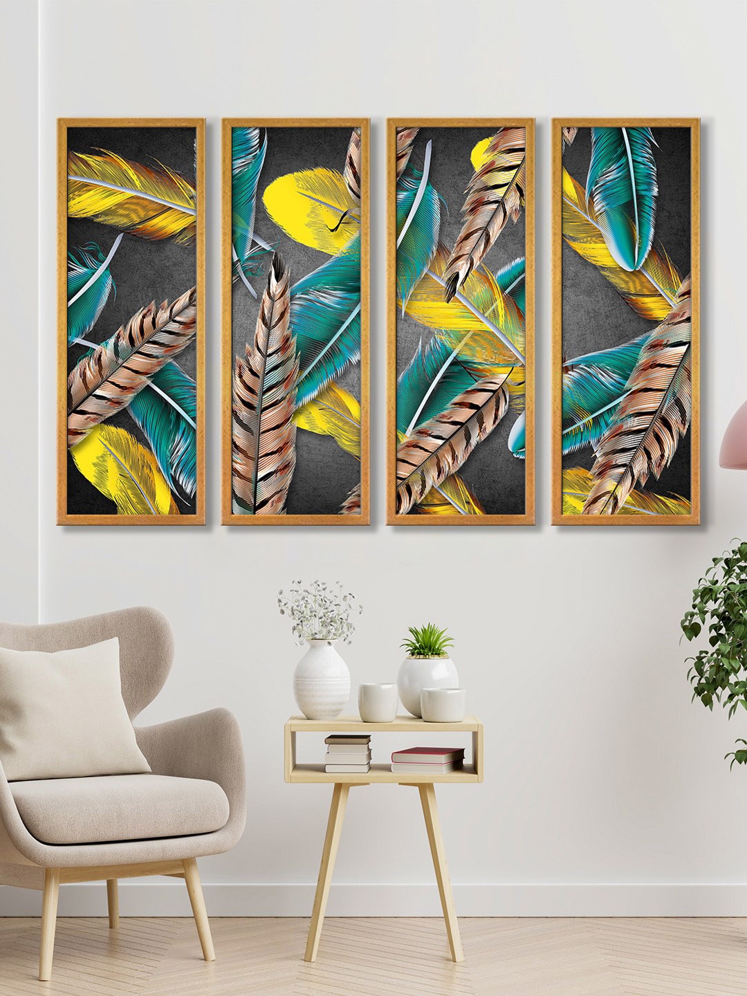 

999Store Multicoloured Leaves Abstract Art Canvas Painting, Multi