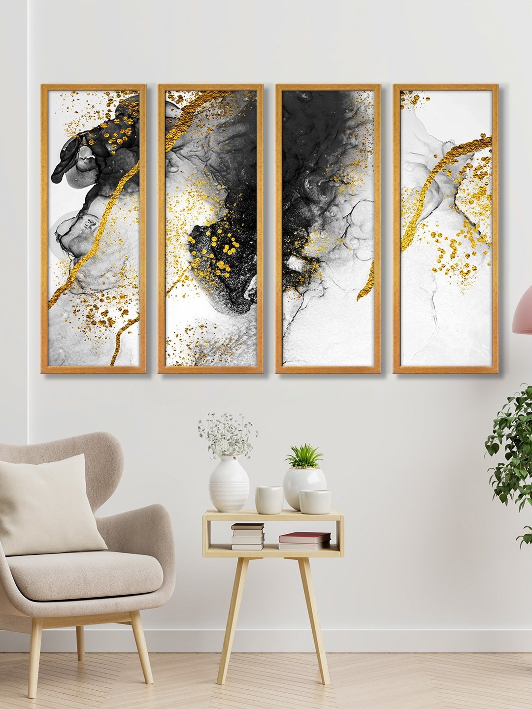 

999Store Set of 3 Grey & Black Wall Art Canvas Panels Paintings