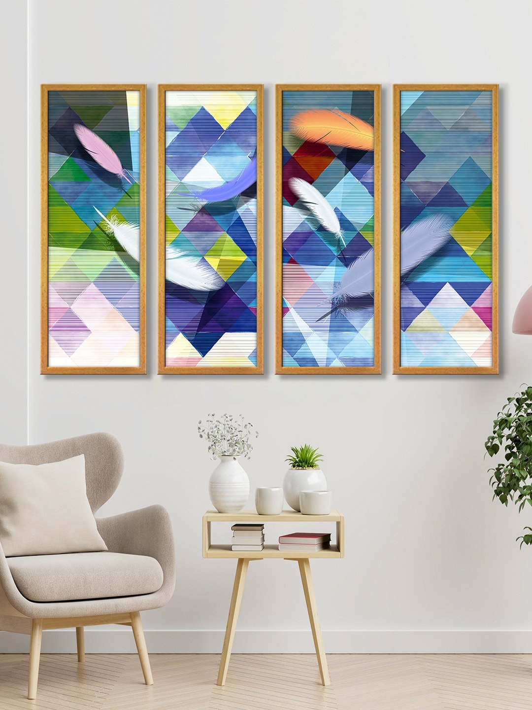 

999Store Multicoloured Abstract Art Canvas Panels Painting, Multi