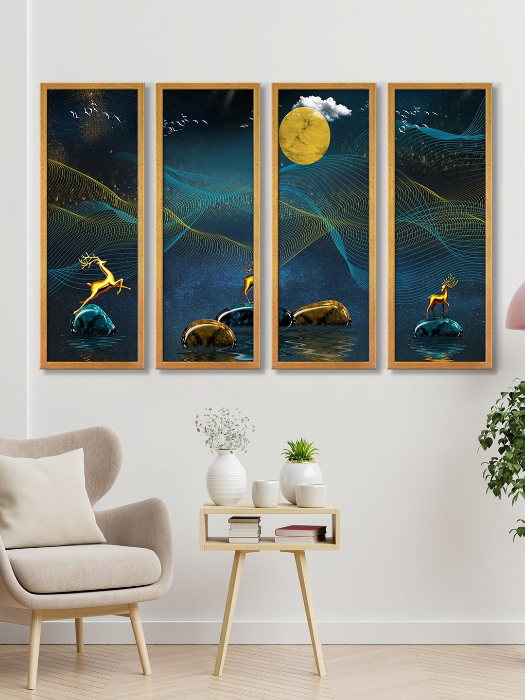 

999Store Blue Jungle Mountain Sun Canvas Wall Art Painting