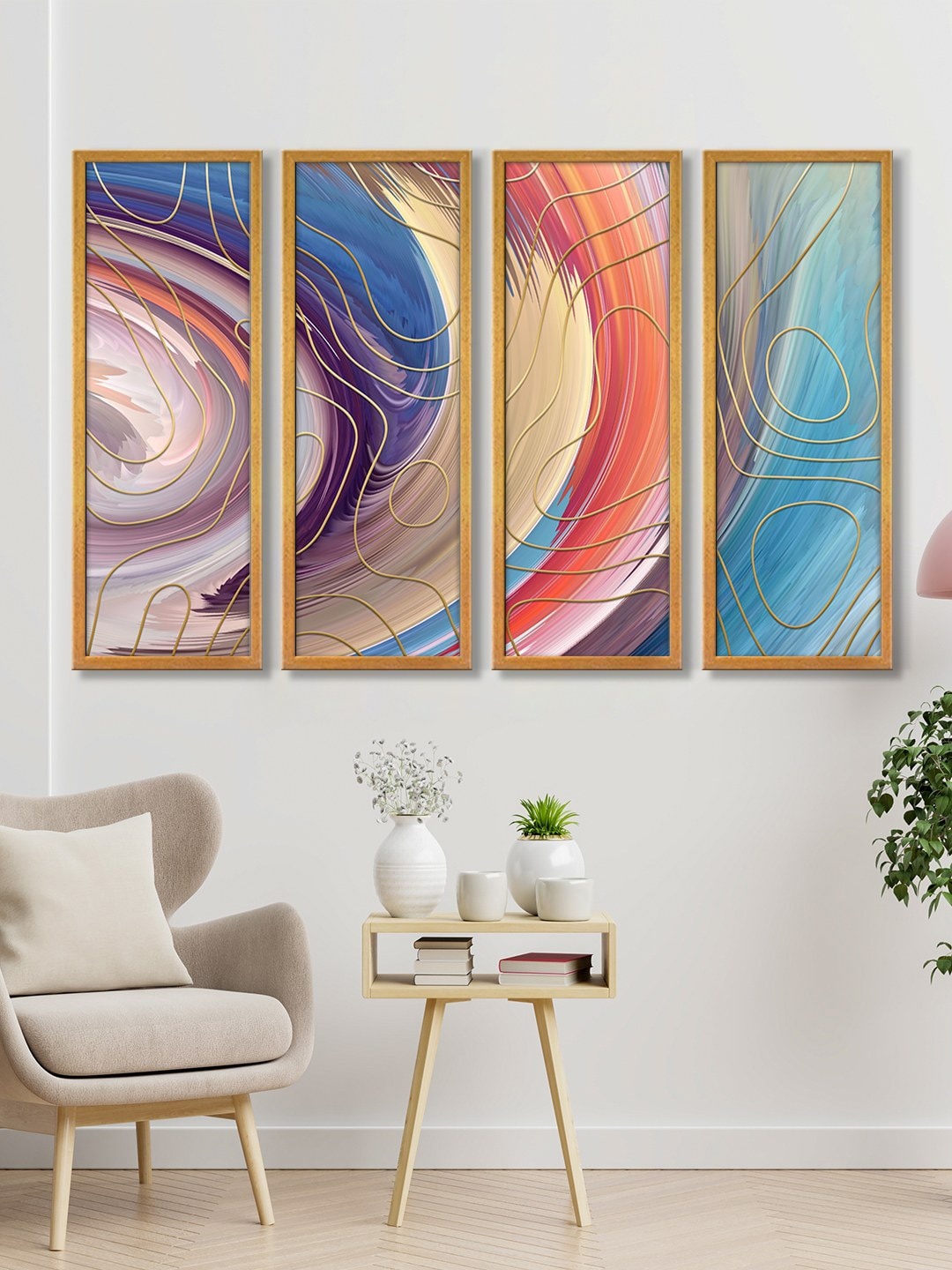 

999Store Set of 4 Abstract Paintings, Multi