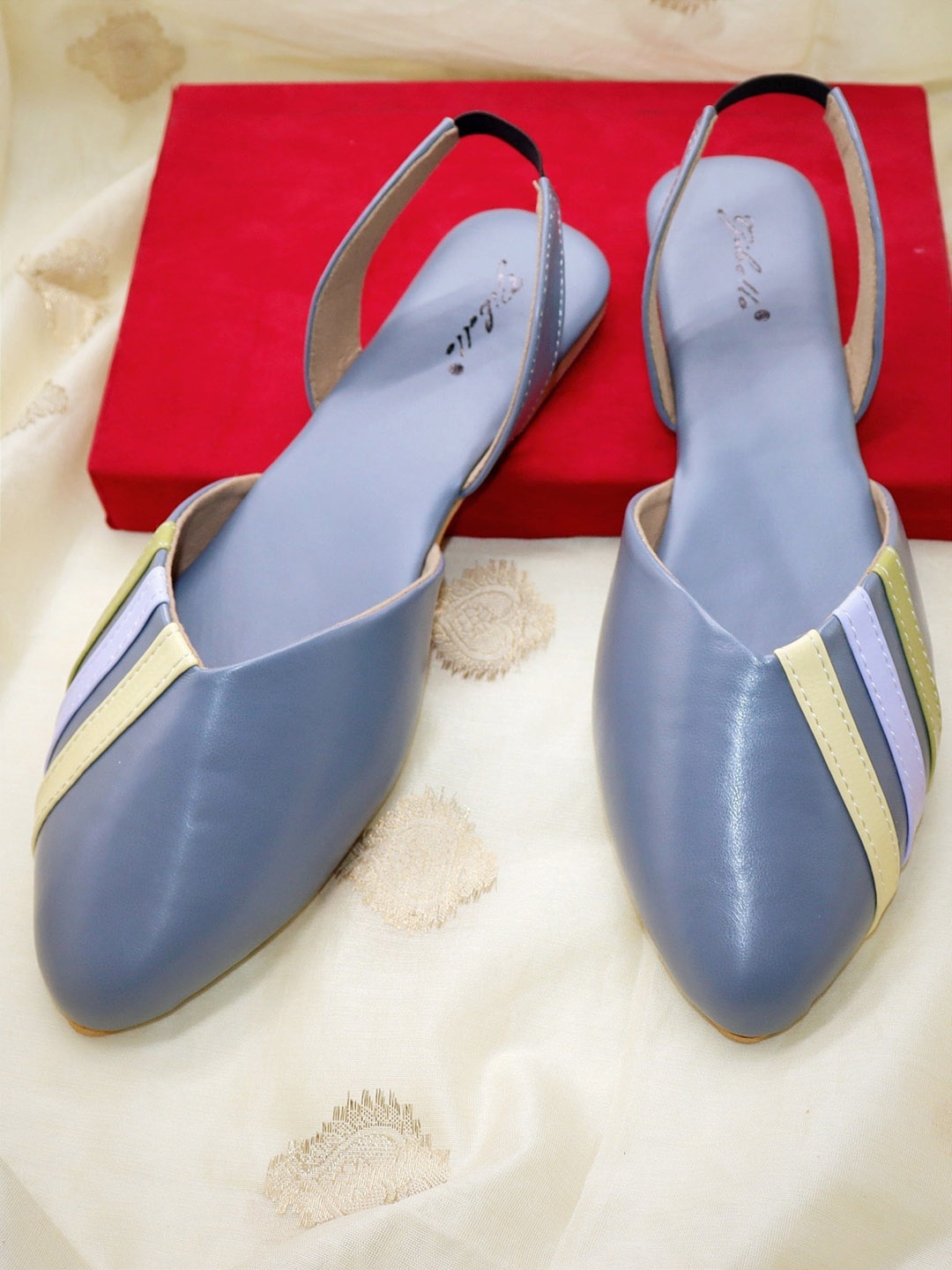 

Gibelle Women Blue & Yellow Striped Mules