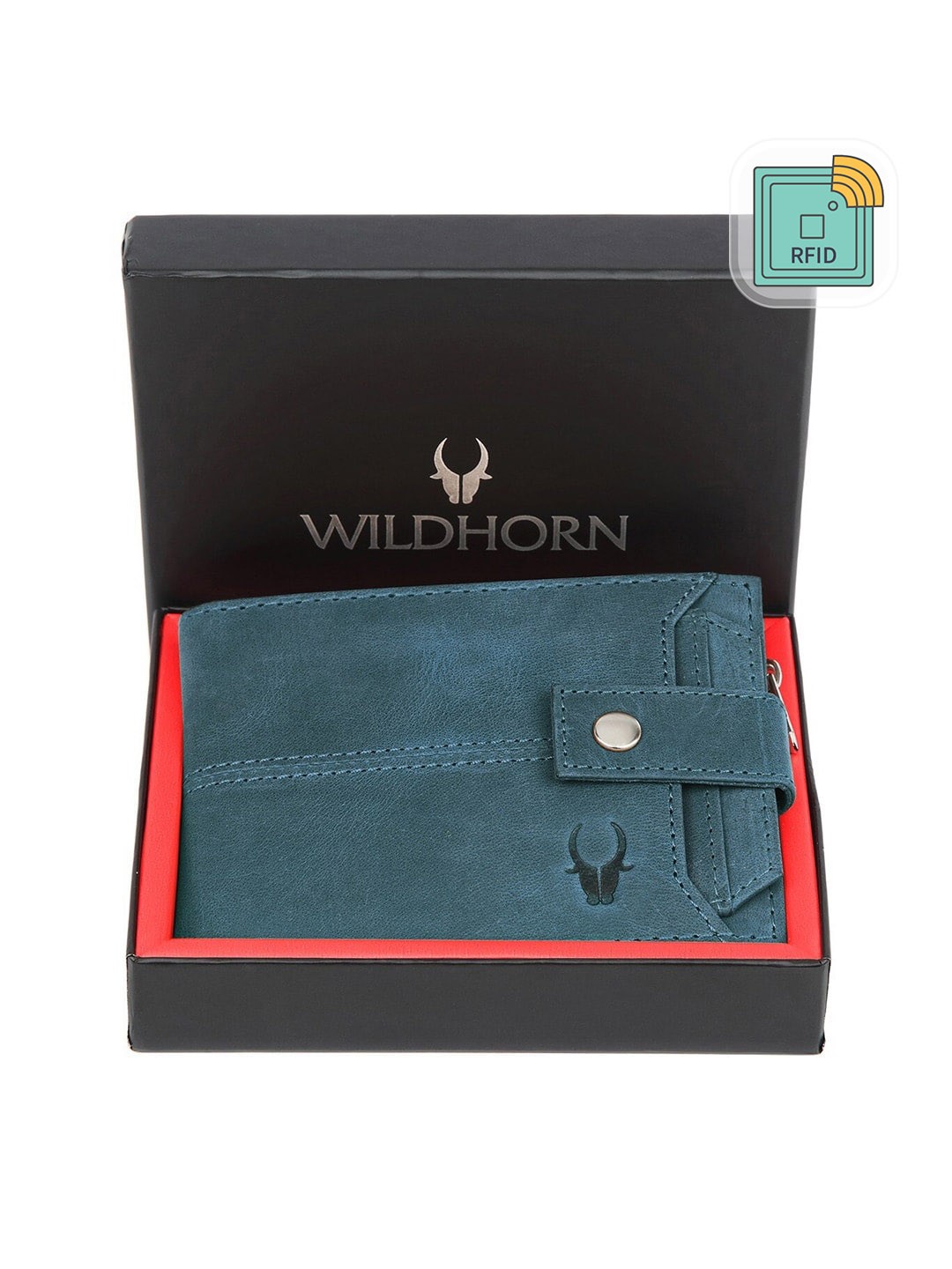 

WildHorn Men Blue Leather Two Fold Wallet with Removable Card Holder