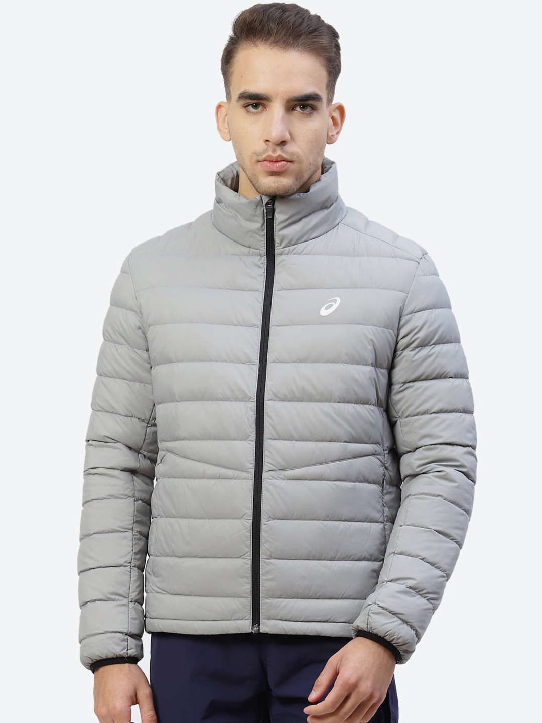 

ASICS Men Grey Solid Training Lightweight Puffer Training Jacket LIGHTWEIGHT DOWN