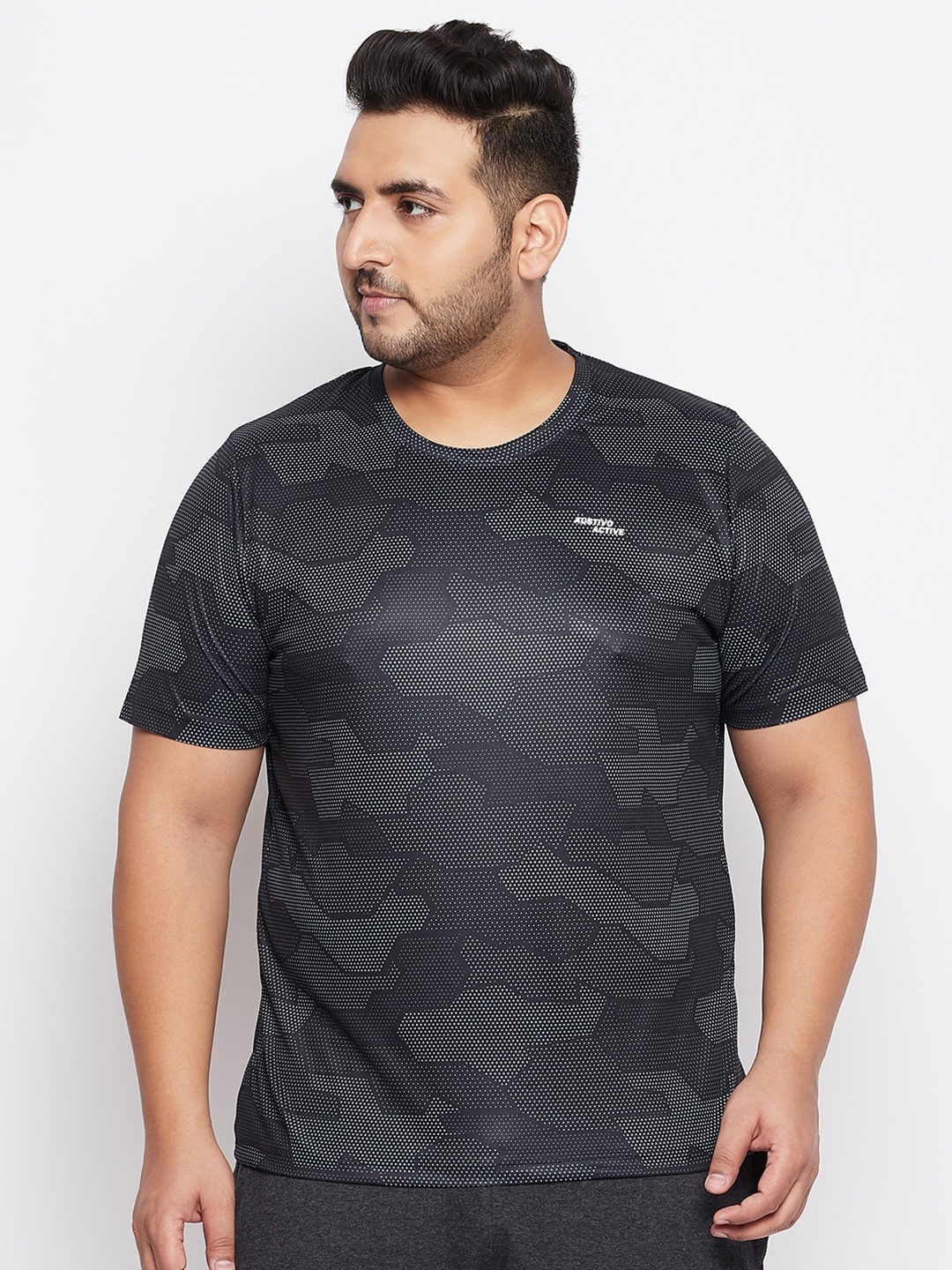 

AUSTIVO Men Grey Printed Running T-shirt