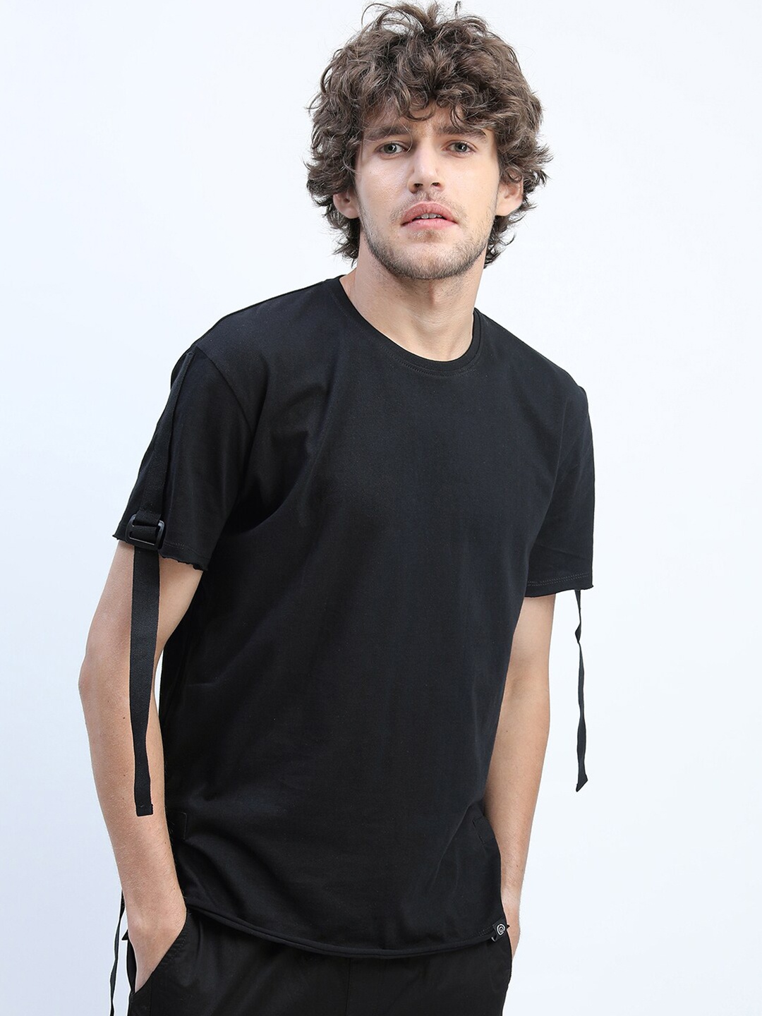 

LOCOMOTIVE Men Black Slim Fit Cotton T-shirt