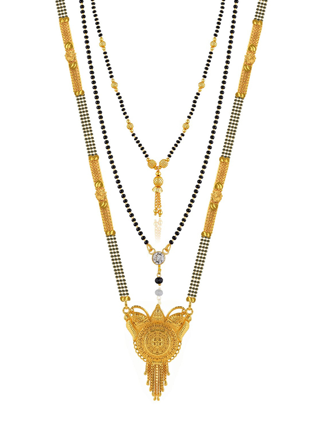 

Brandsoon Set Of 3 One Gram Multicolour Mangalsutra, Gold