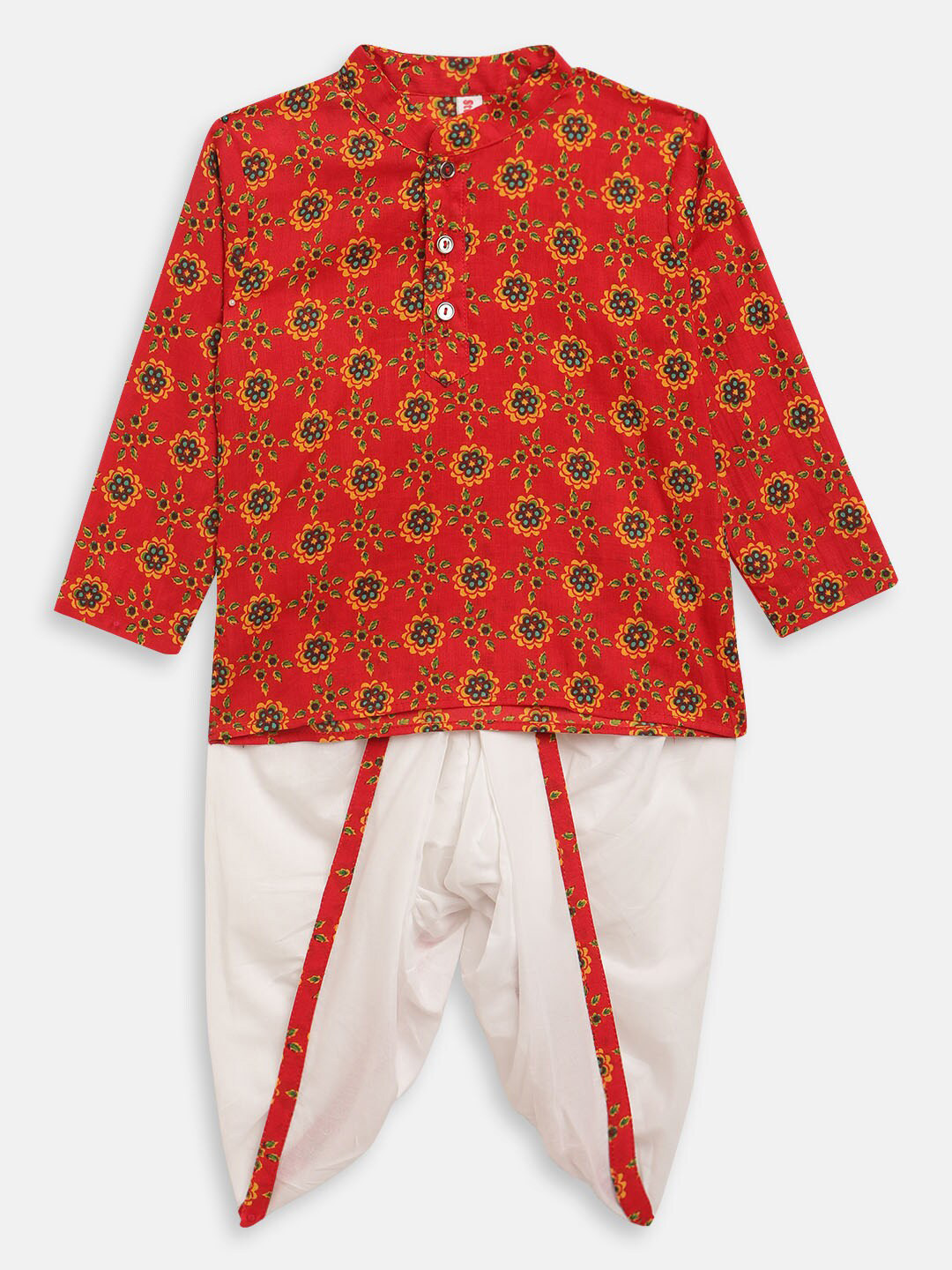 

Stuffie Land Boys Maroon Printed Kurta with Dhoti Pants