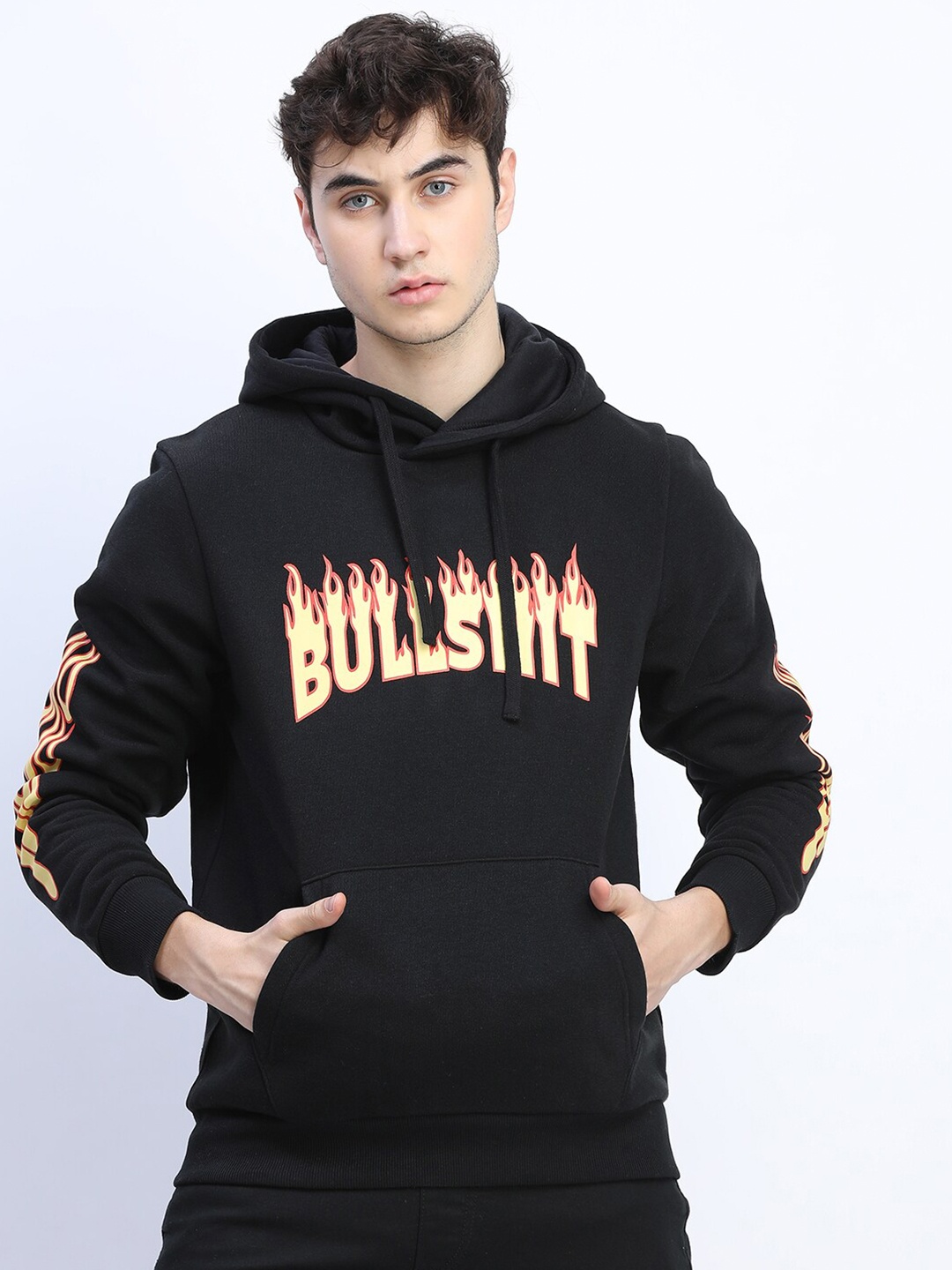 

HIGHLANDER Men Black Printed Hooded Sweatshirt